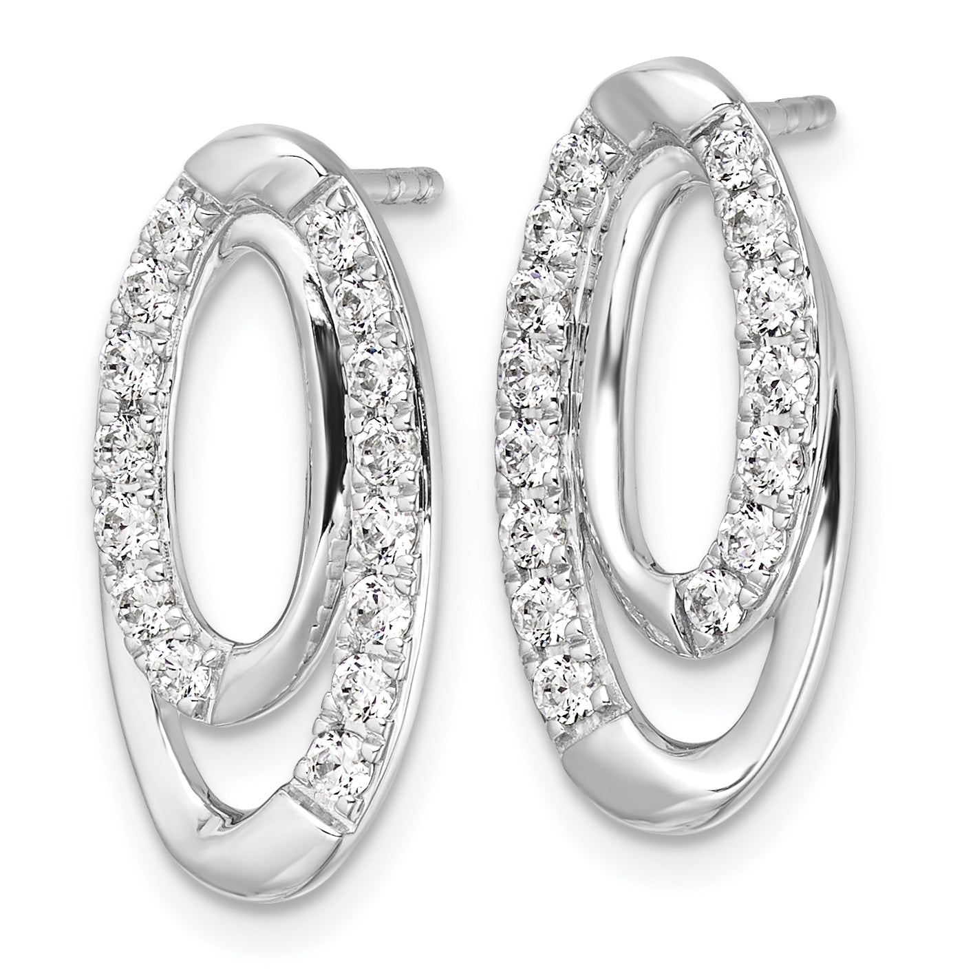 14k White Gold 5/8 carat Lab Grown Diamond VS/SI+ G+ Complete Oval Post Earrings Secondary image