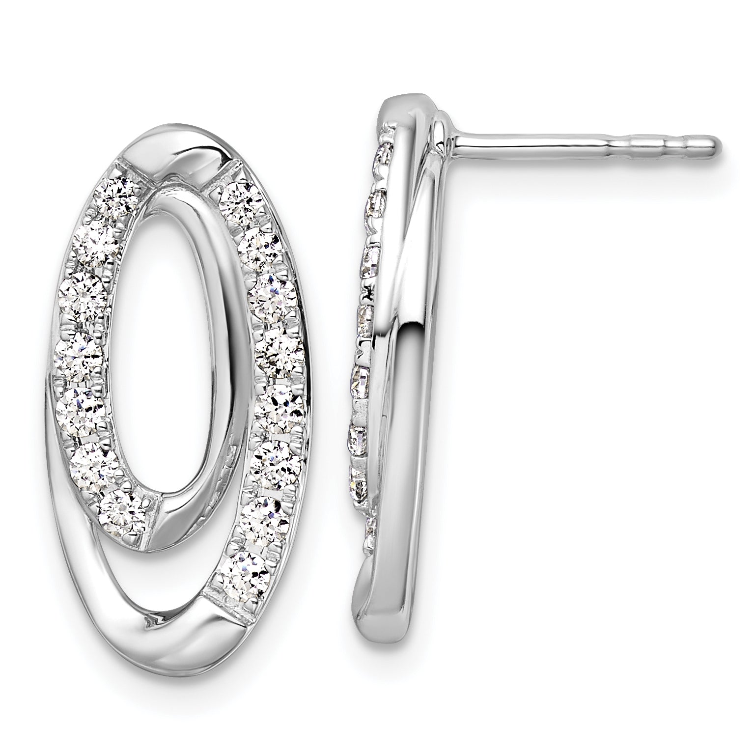 14k White Gold 5/8 carat Lab Grown Diamond VS/SI+ G+ Complete Oval Post Earrings