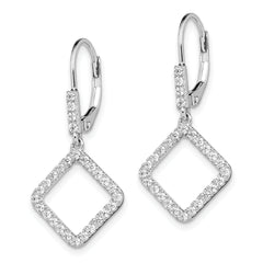 14k White Gold 1/2 carat Lab Grown Diamond VS/SI+ G+ Complete Dangle Square Leverback Earrings