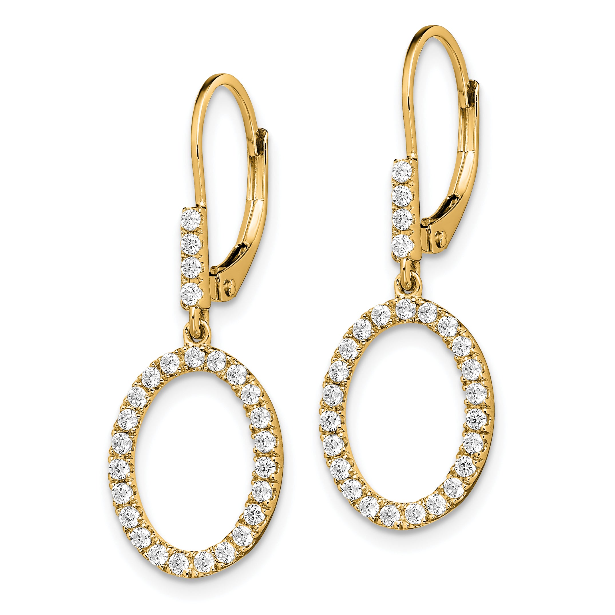 14k 1/2 carat Lab Grown Diamond VS/SI+ G+ Complete Dangle Oval Leverback Earrings Secondary image