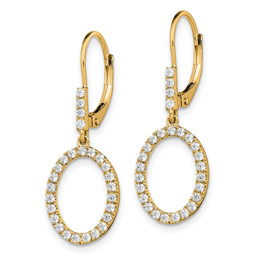 14k 1/2 carat Lab Grown Diamond VS/SI+ G+ Complete Dangle Oval Leverback Earrings