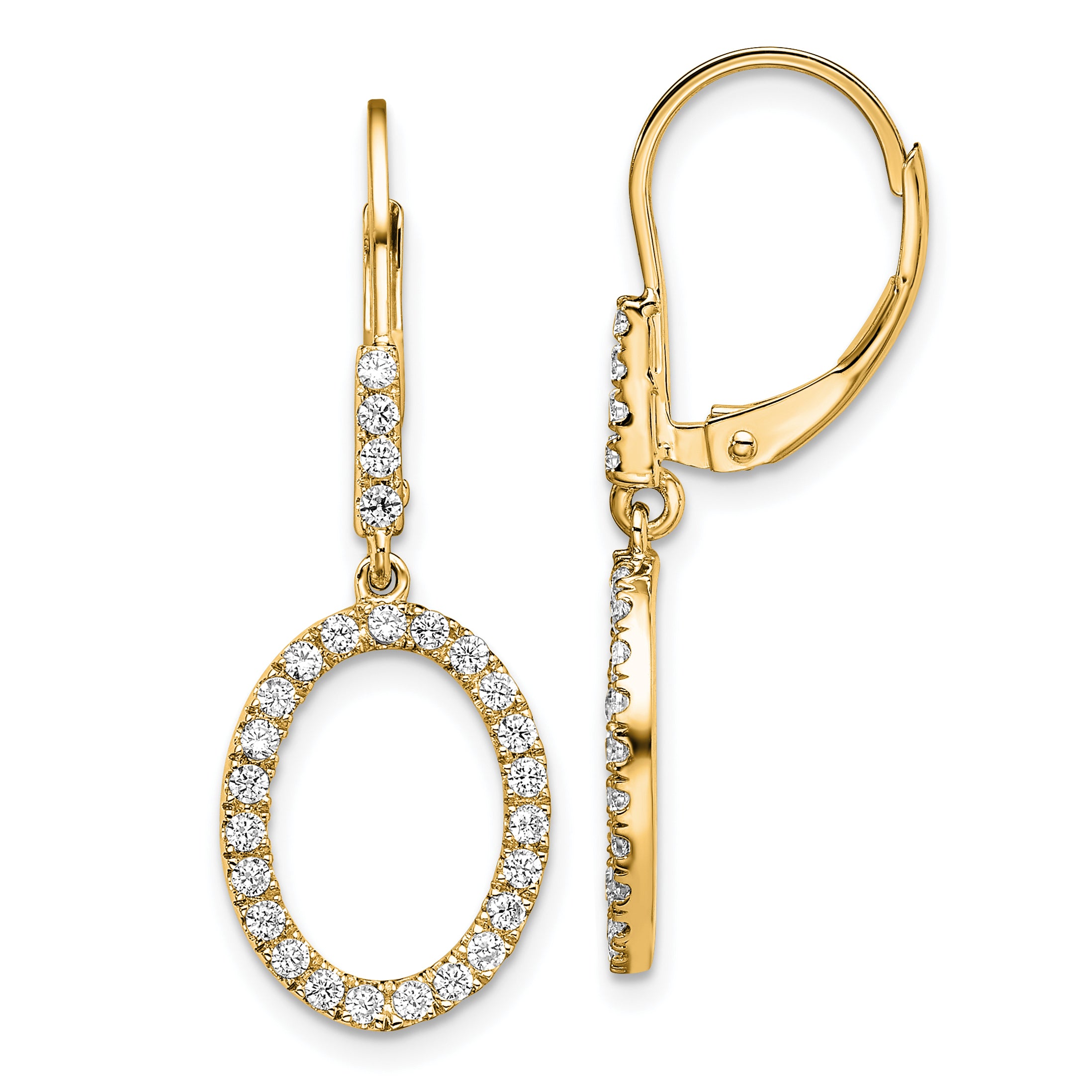 14k 1/2 carat Lab Grown Diamond VS/SI+ G+ Complete Dangle Oval Leverback Earrings