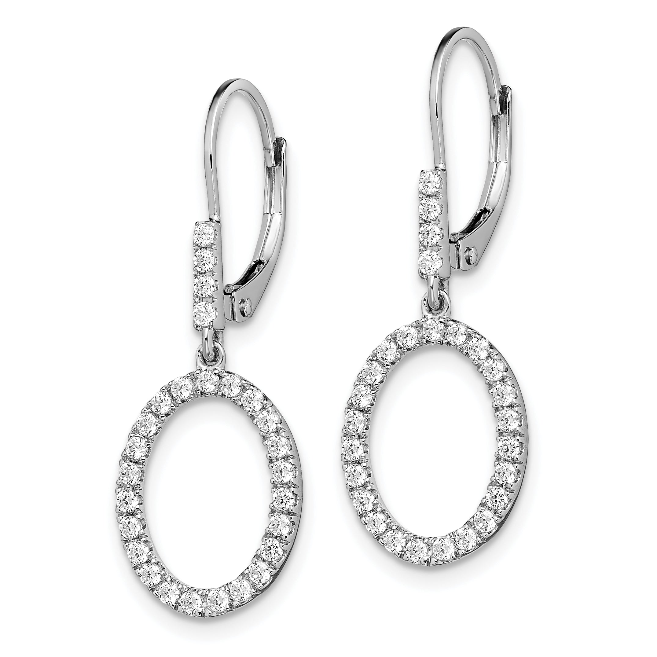 14k White Gold 1/2 carat Lab Grown Diamond VS/SI+ G+ Complete Dangle Oval Leverback Earrings