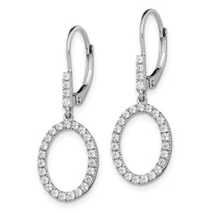 14k White Gold 1/2 carat Lab Grown Diamond VS/SI+ G+ Complete Dangle Oval Leverback Earrings