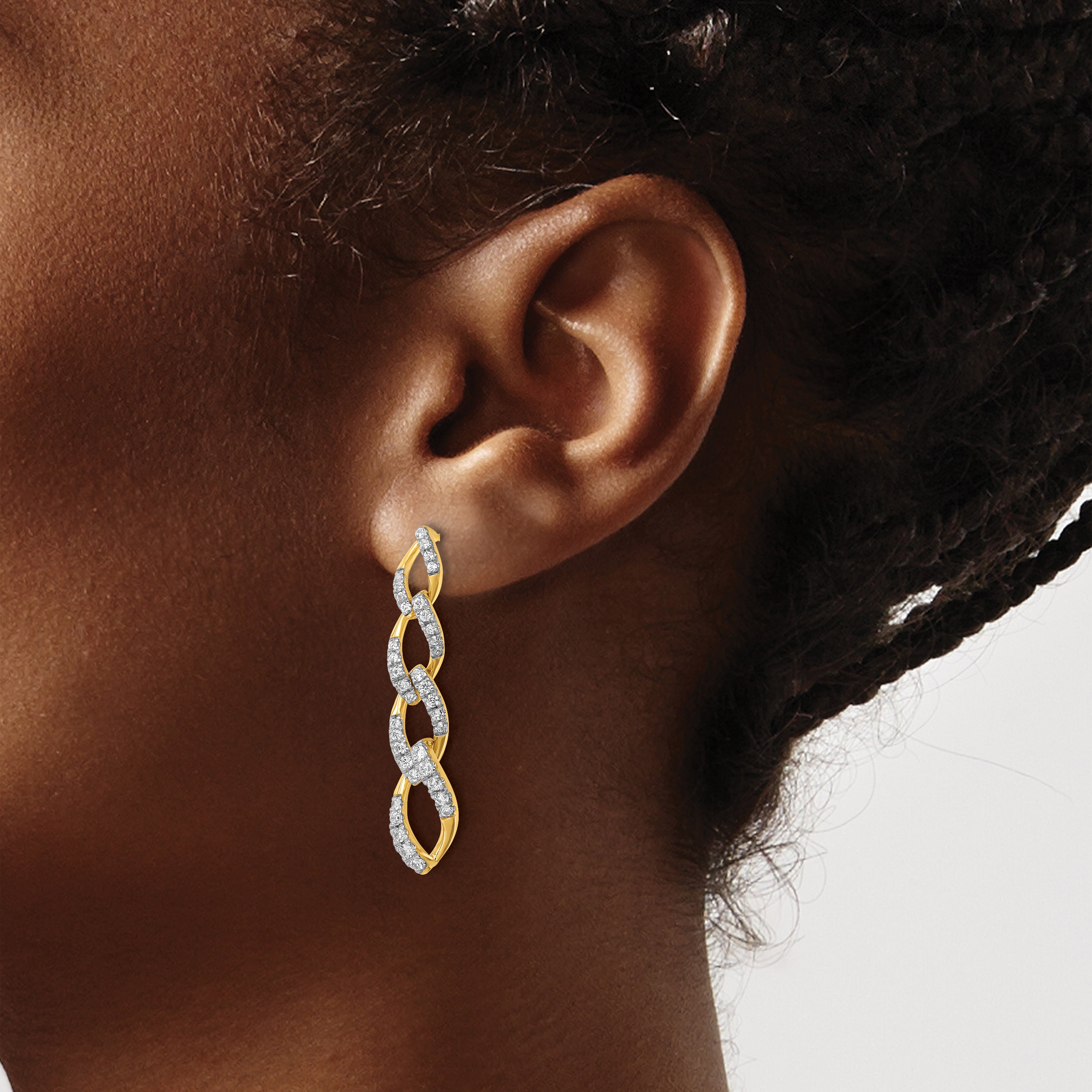 14K Lab Grown Diamond VS/SI+ G+ Twisted Link Post Dangle Earrings