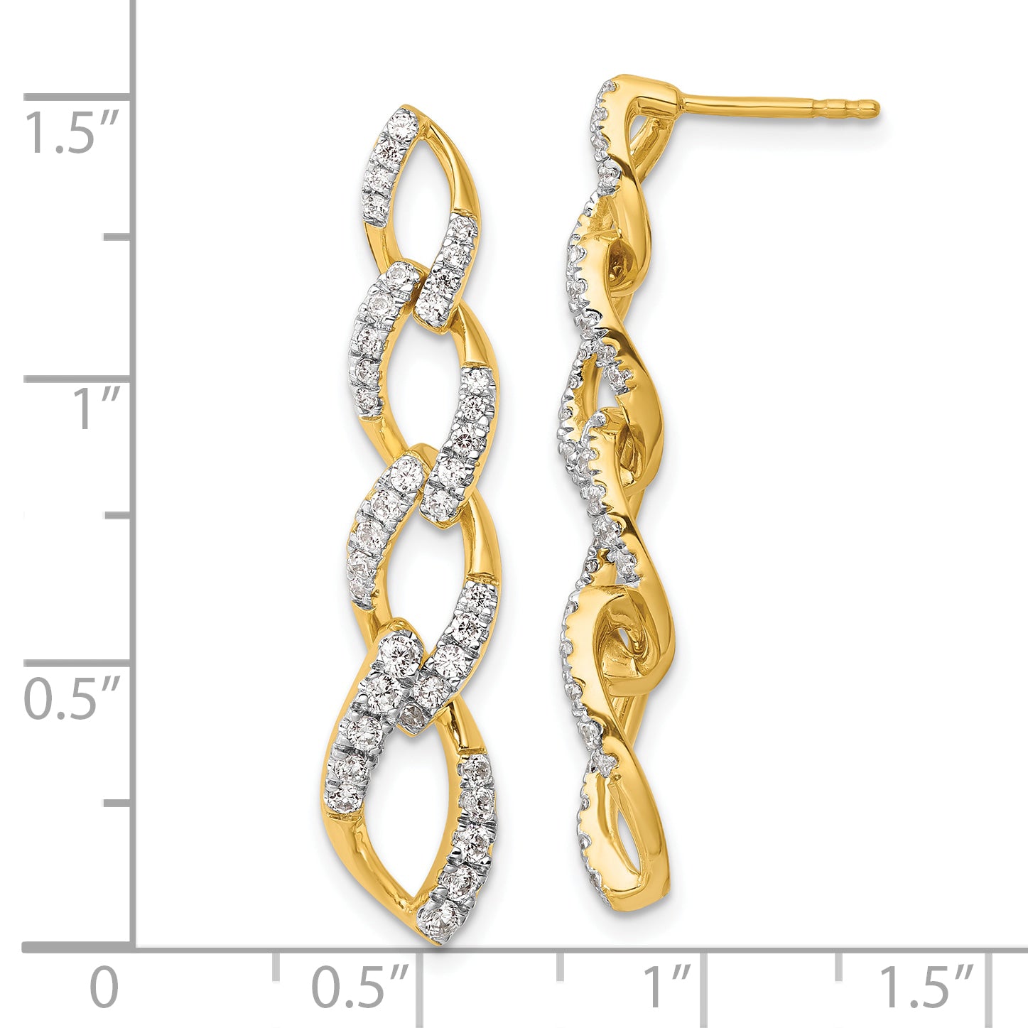 14K Lab Grown Diamond VS/SI+ G+ Twisted Link Post Dangle Earrings