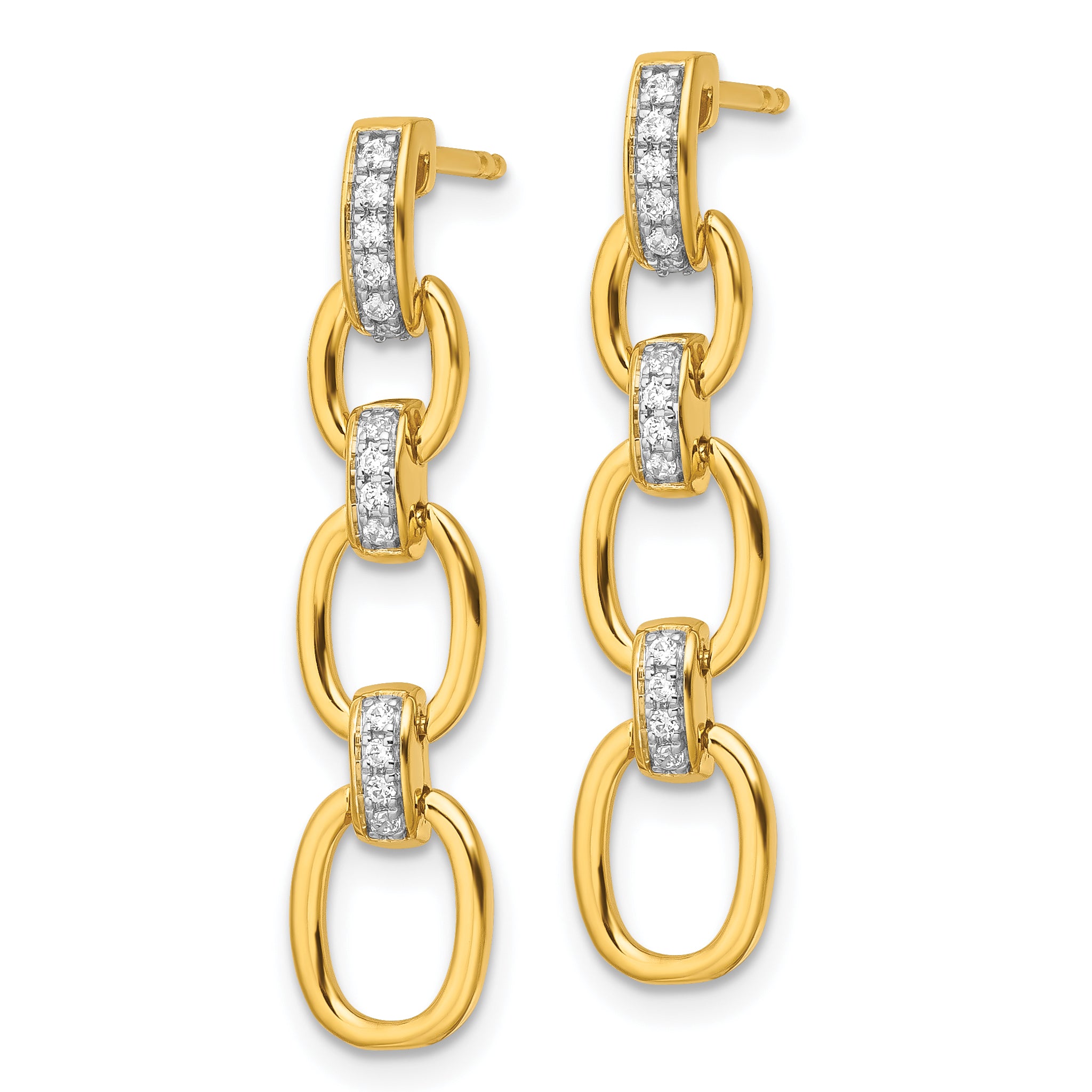 14k 1/6 carat Lab Grown Diamond VS/SI+ G+ Complete Fashion Dangle Link Post Earrings Secondary image