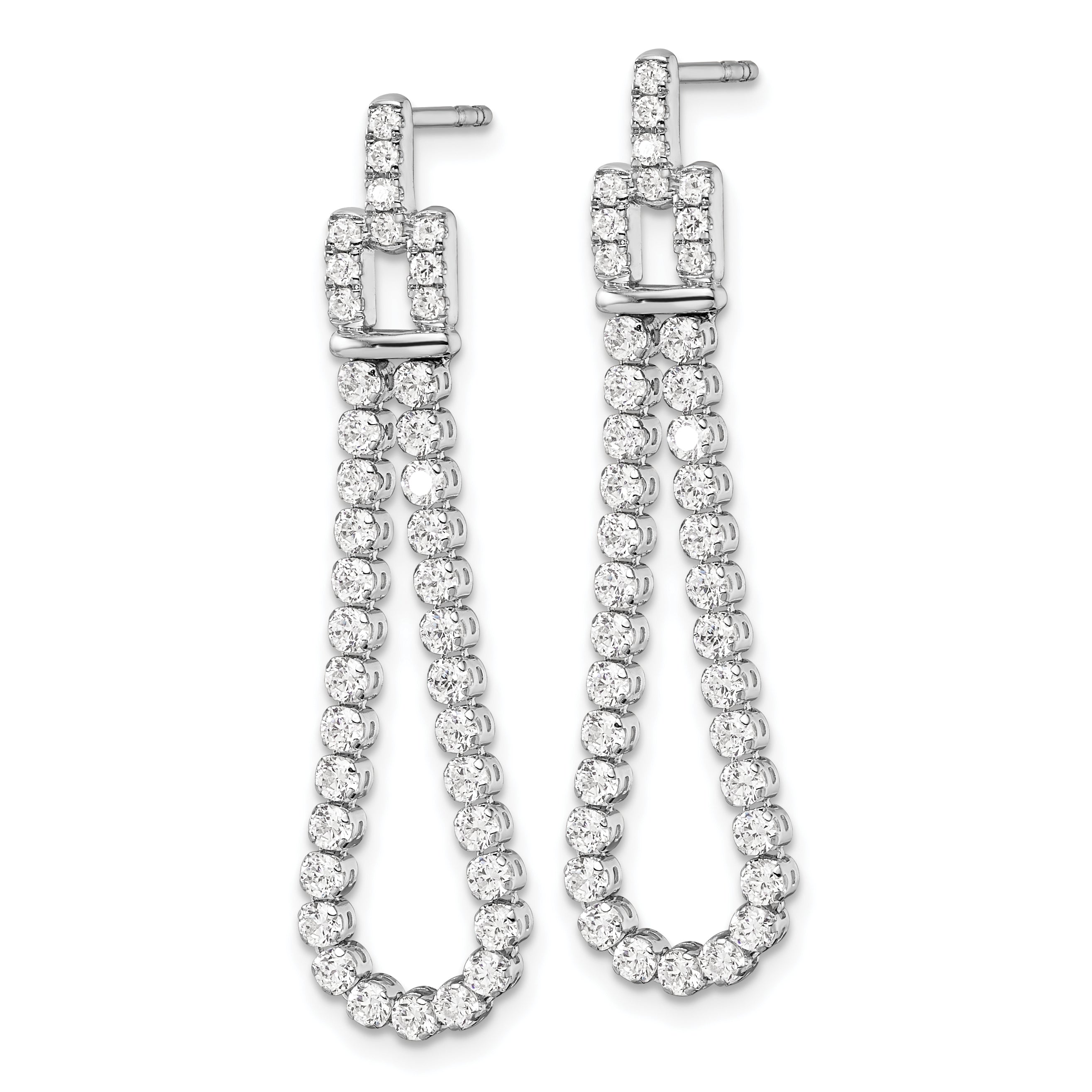 14k White Gold 1 5/8 carat Lab Grown Diamond VS/SI+ G+ Complete Dangle Loop Post Earrings Secondary image