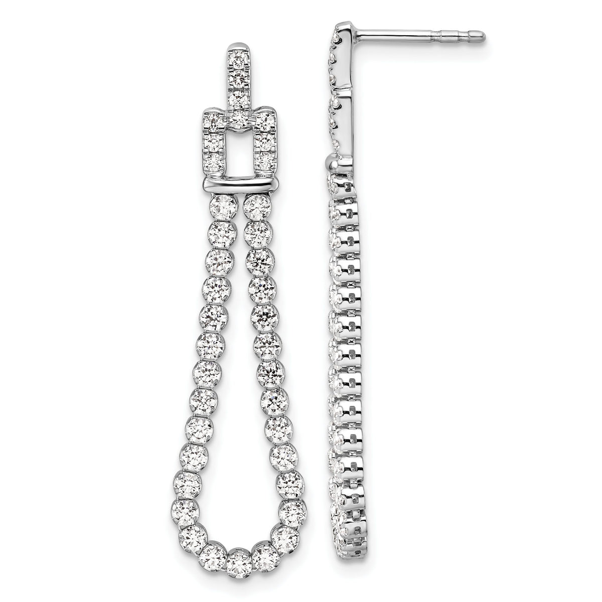 Lab-Grown Diamond Loop Stud Dangle Earrings in 14K White Gold (1 5/8 ct. tw.) - Sophia Jewelers Main image