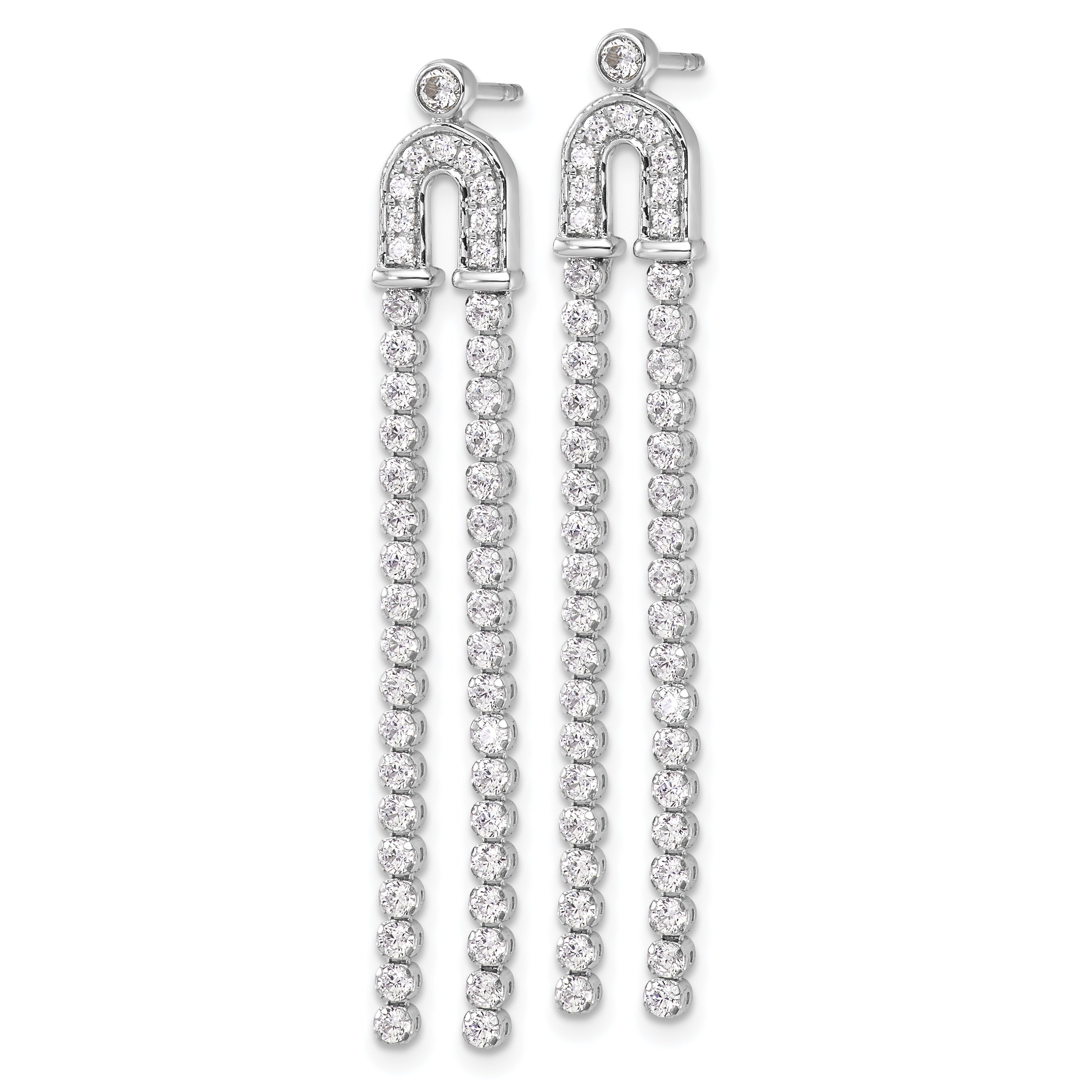 14k White Gold 2 carat Lab Grown Diamond VS/SI+ G+ Complete Dangle Post Earrings Secondary image
