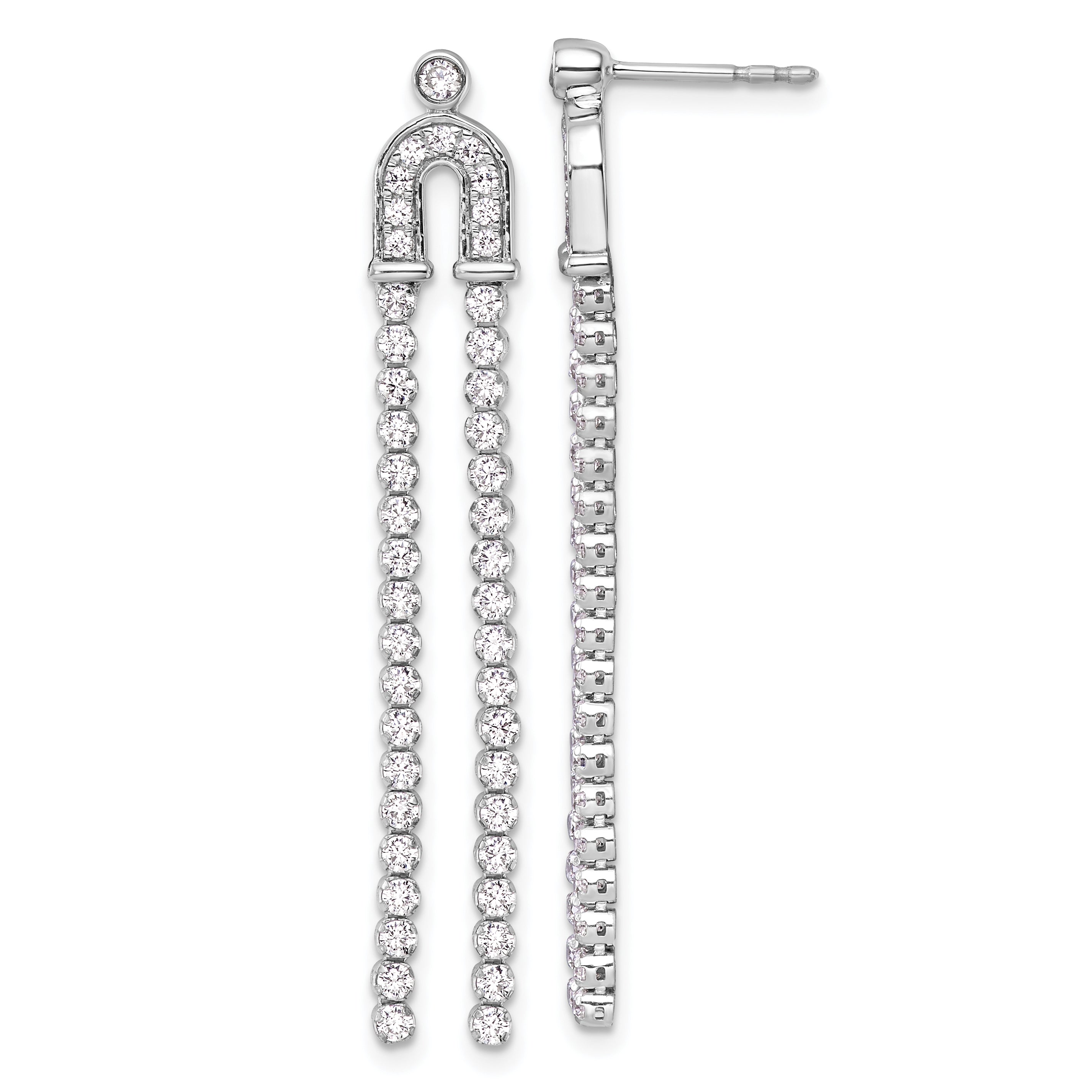 14k White Gold 2 carat Lab Grown Diamond VS/SI+ G+ Complete Dangle Post Earrings Main image