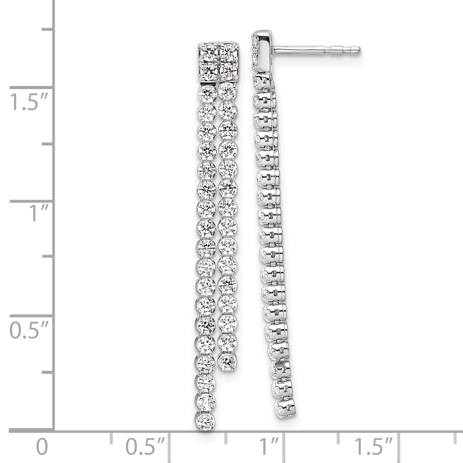 14k White Gold 1 7/8 carat Lab Grown Diamond VS/SI+ G+ Complete Dangle Post Earrings