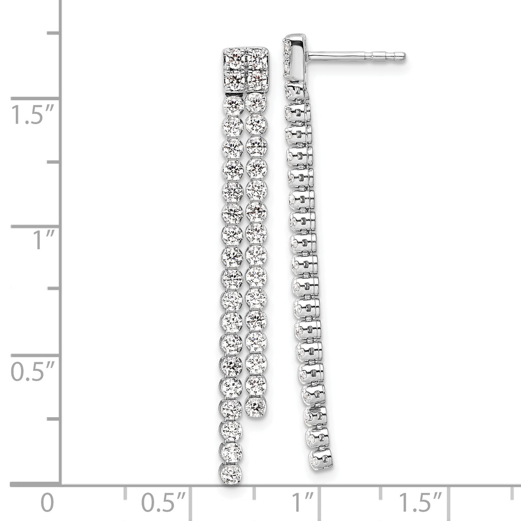 14k White Gold 1 7/8 carat Lab Grown Diamond VS/SI+ G+ Complete Dangle Post Earrings
