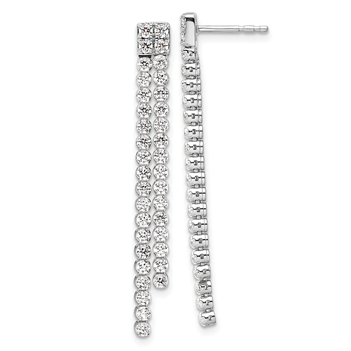 Lab-Grown Diamond Stud Dangle Earrings in 14K White Gold, 4.35mm (1 7/8 ct. tw.) - Sophia Jewelers Main image
