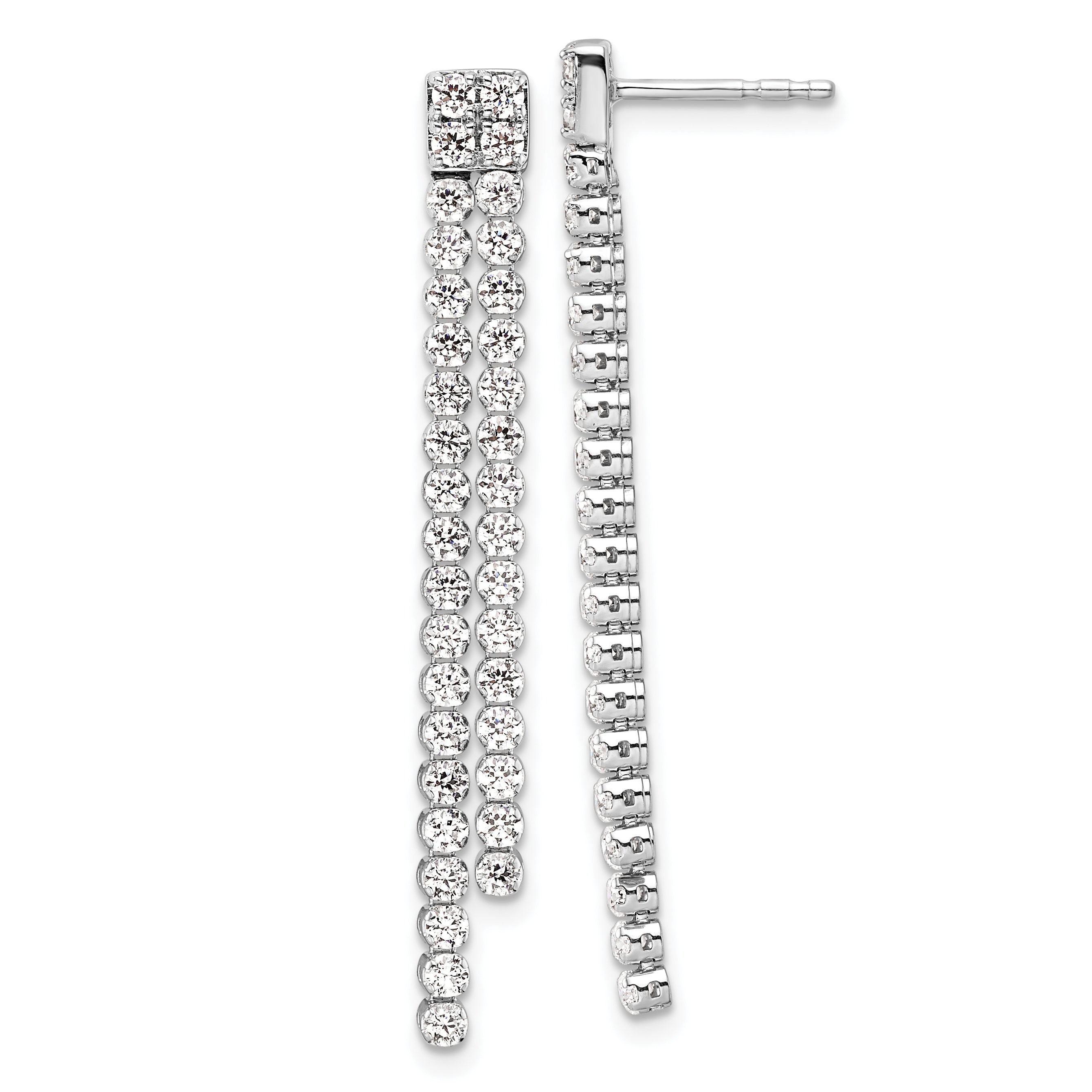 14k White Gold 1 7/8 carat Lab Grown Diamond VS/SI+ G+ Complete Dangle Post Earrings Main image