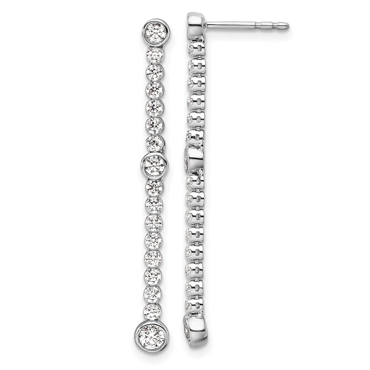 Lab-Grown Diamond Stud Dangle Earrings in 14K White Gold, 3.9mm (1 ct. tw.) - Sophia Jewelers Main image