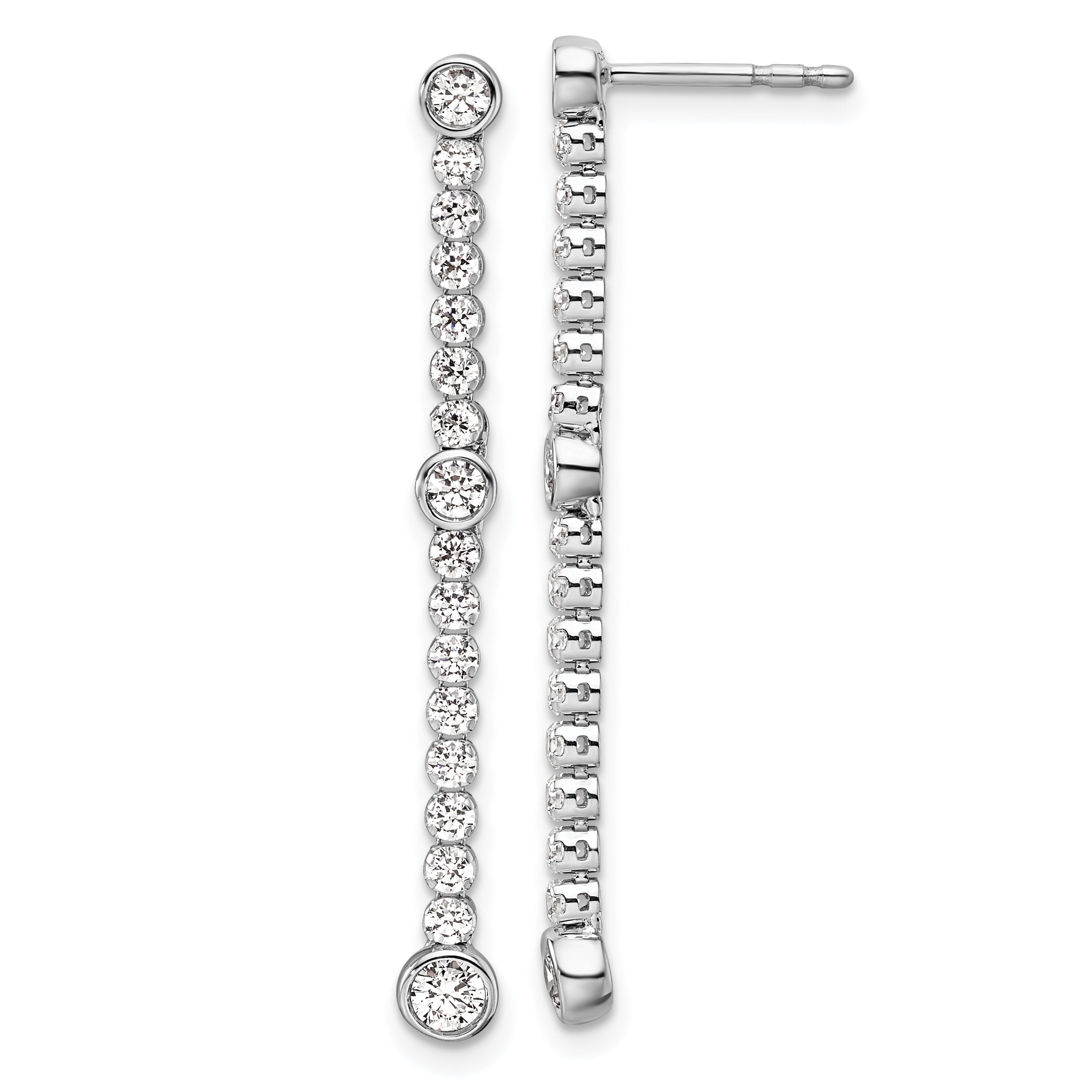 14k White Gold 1 carat Lab Grown Diamond VS/SI+ G+ Complete Dangle Post Earrings Main image