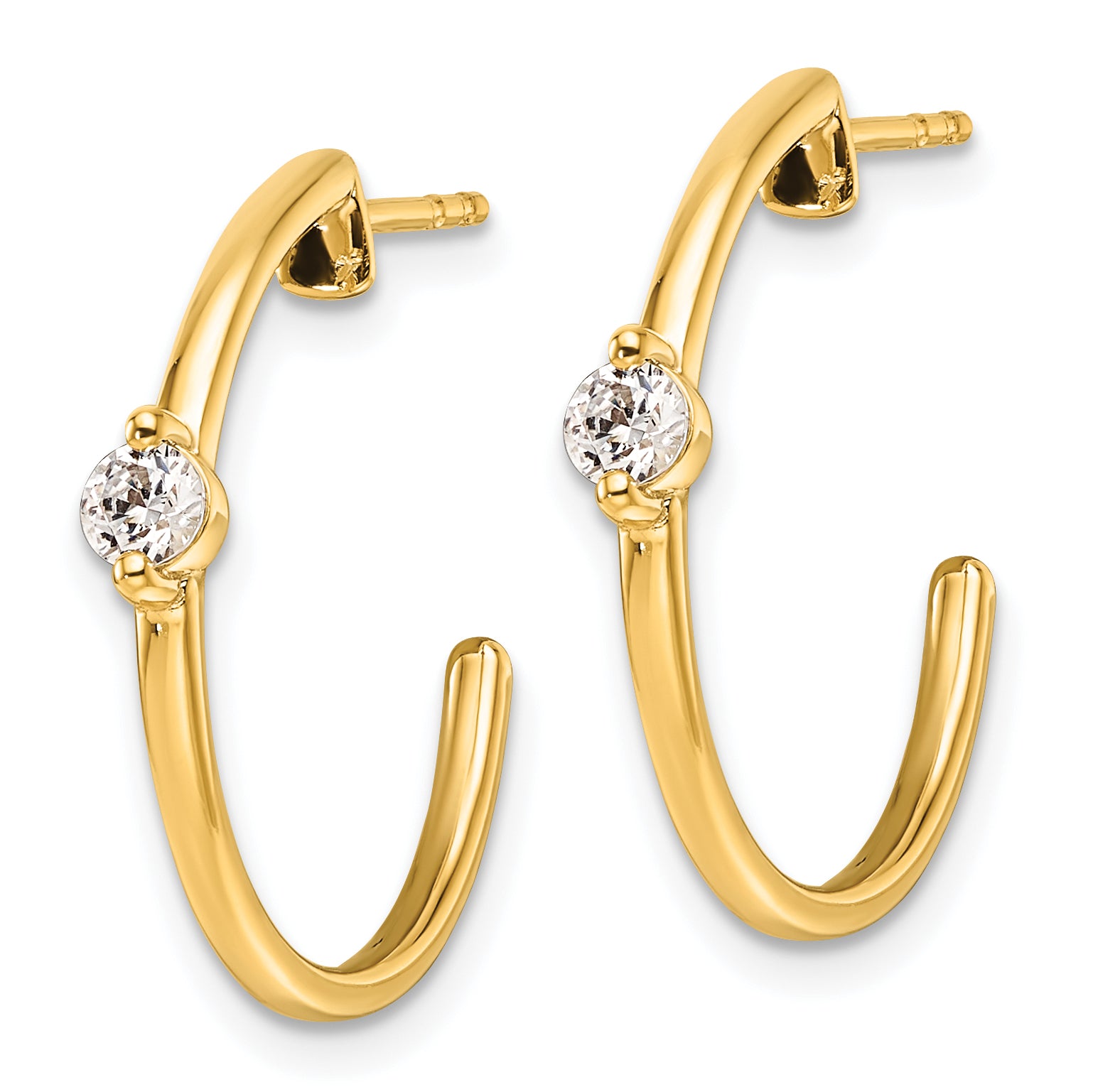 14k 1/4 carat Lab Grown Diamond VS/SI+ G+ Complete C-Hoop Post Earrings Secondary image