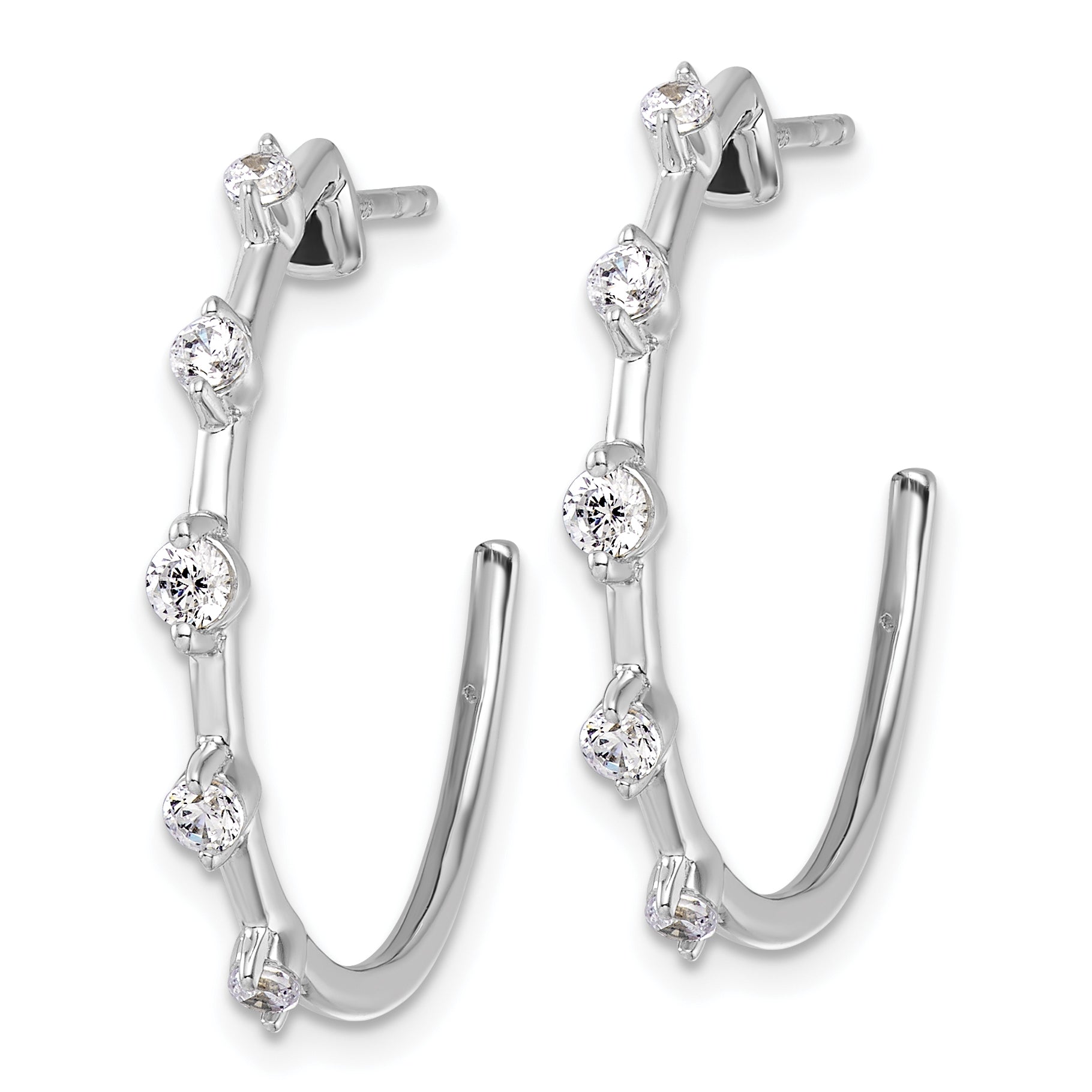 14k White Gold 3/8 carat Lab Grown Diamond VS/SI+ G+ Complete C-Hoop Post Earrings