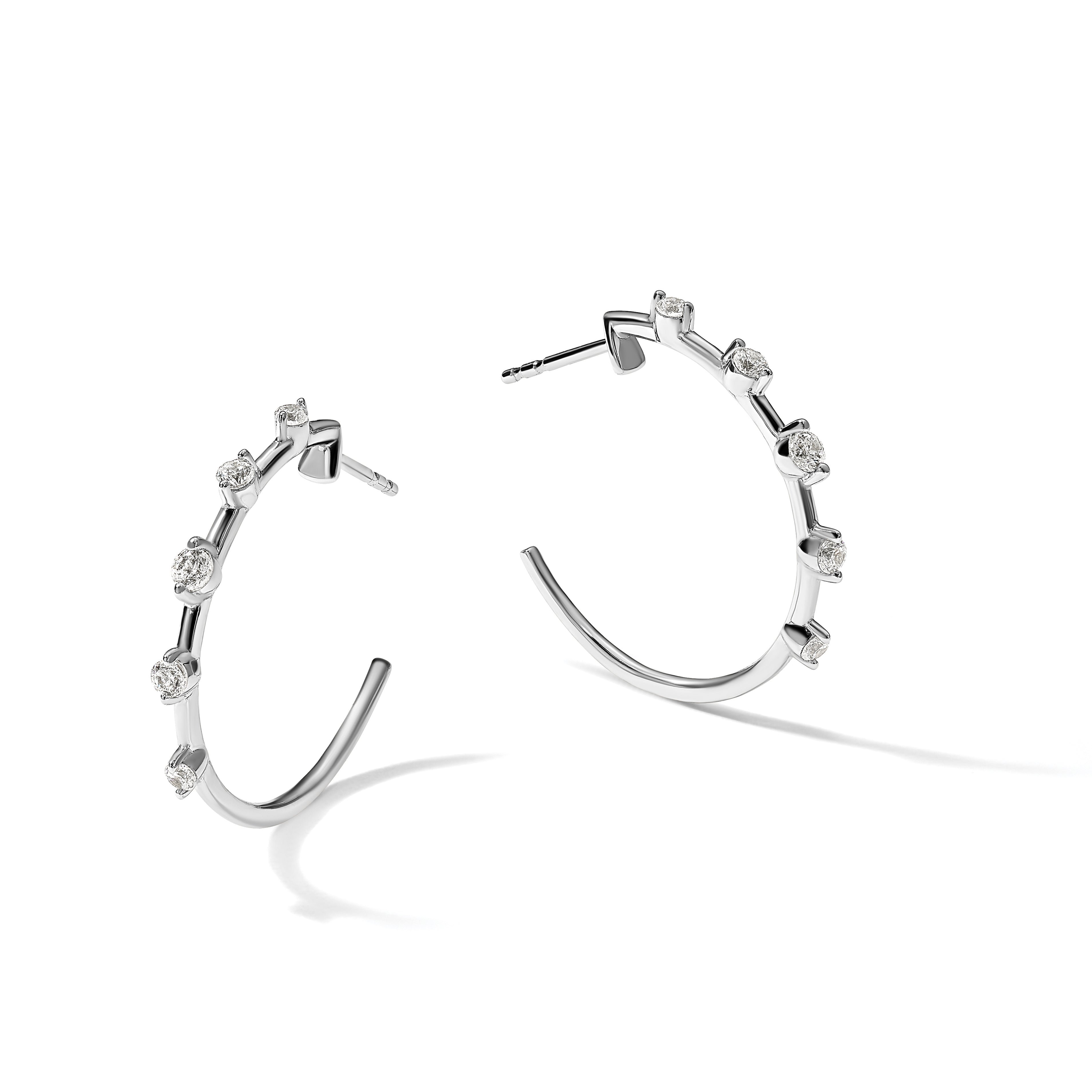 14K White Gold 3/8 ct Lab-Grown Diamond C-Hoop Earrings