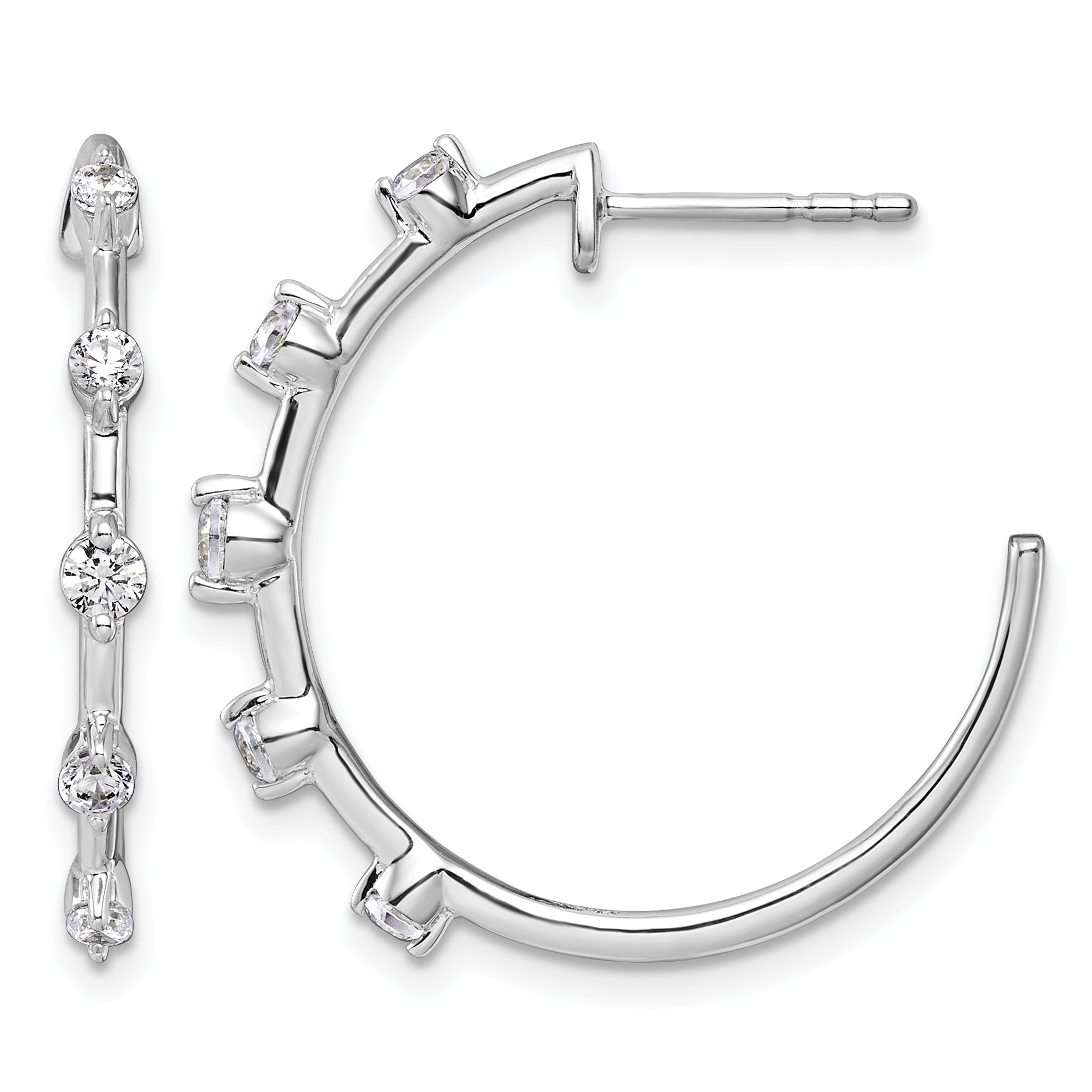 14K White Gold 3/8 ct Lab-Grown Diamond C-Hoop Earrings