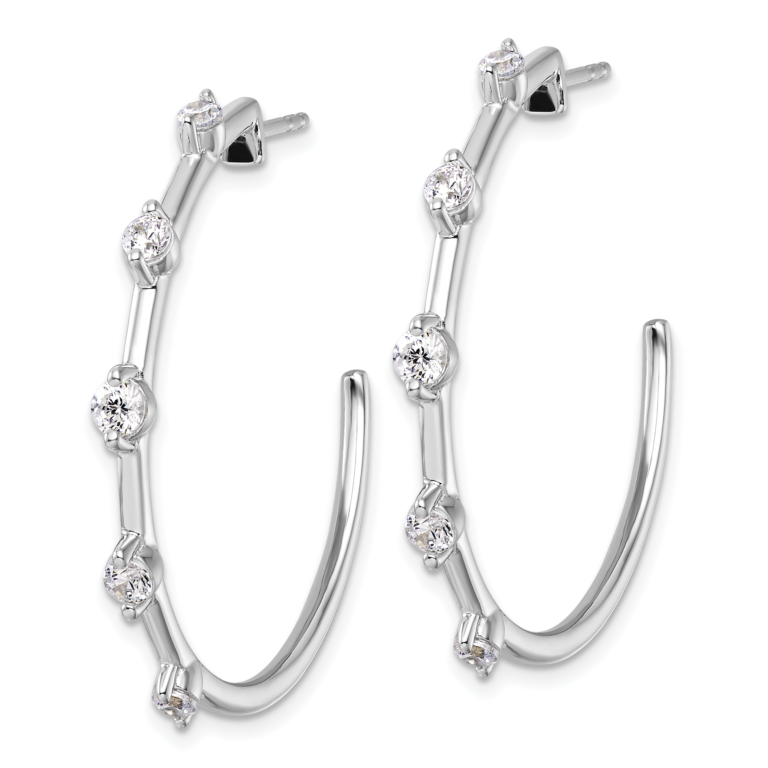 14k White Gold 3/4 carat Lab Grown Diamond VS/SI+ G+ Complete C-Hoop Post Earrings Secondary image