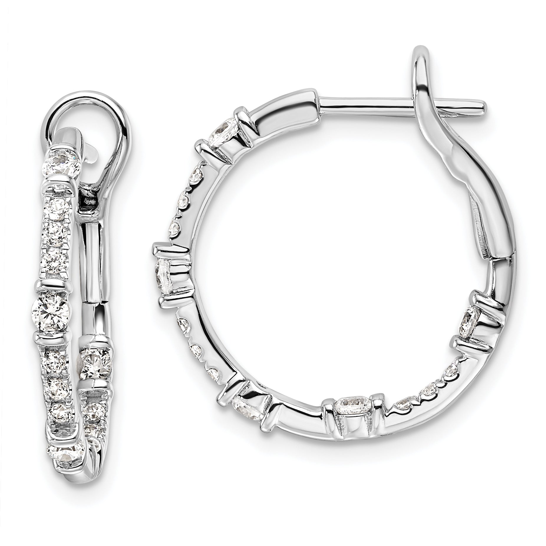 14k White Gold 3/4 carat Lab Grown Diamond VS/SI+ G+ Complete In and Out Hoop Earrings Main image