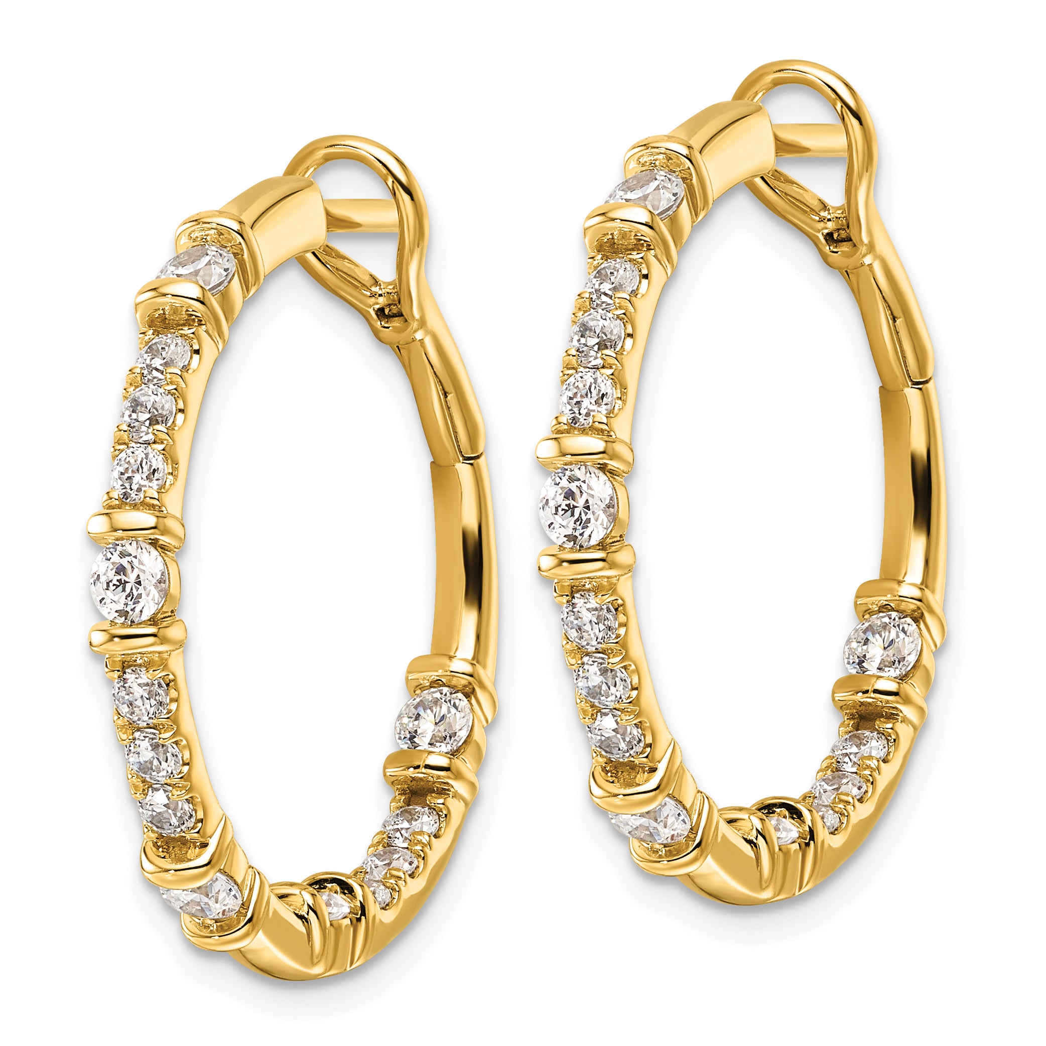 14k 1 1/2 carat Lab Grown Diamond VS/SI+ G+ Complete In and Out Hoop Earrings Secondary image
