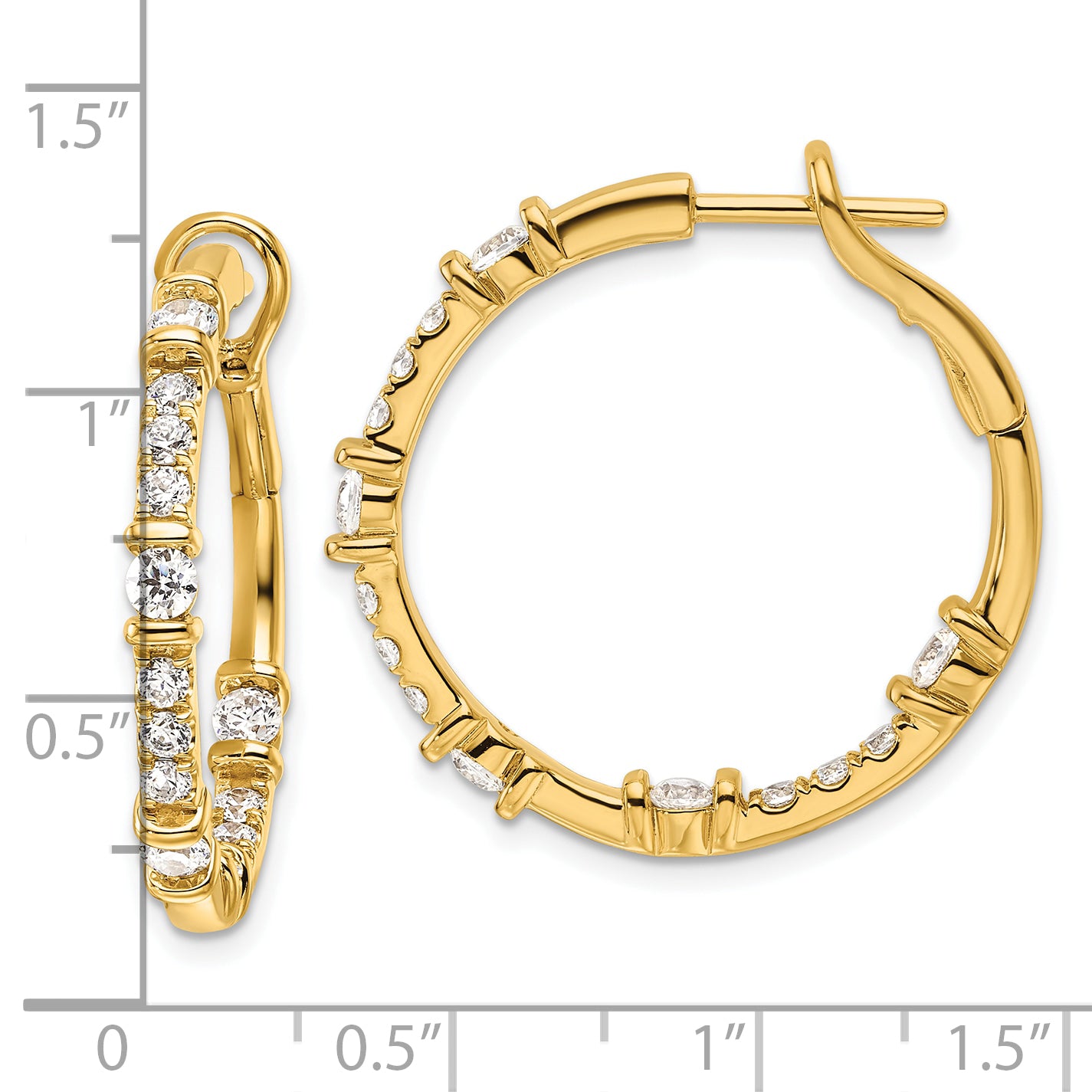 14k 1 1/2 carat Lab Grown Diamond VS/SI+ G+ Complete In and Out Hoop Earrings