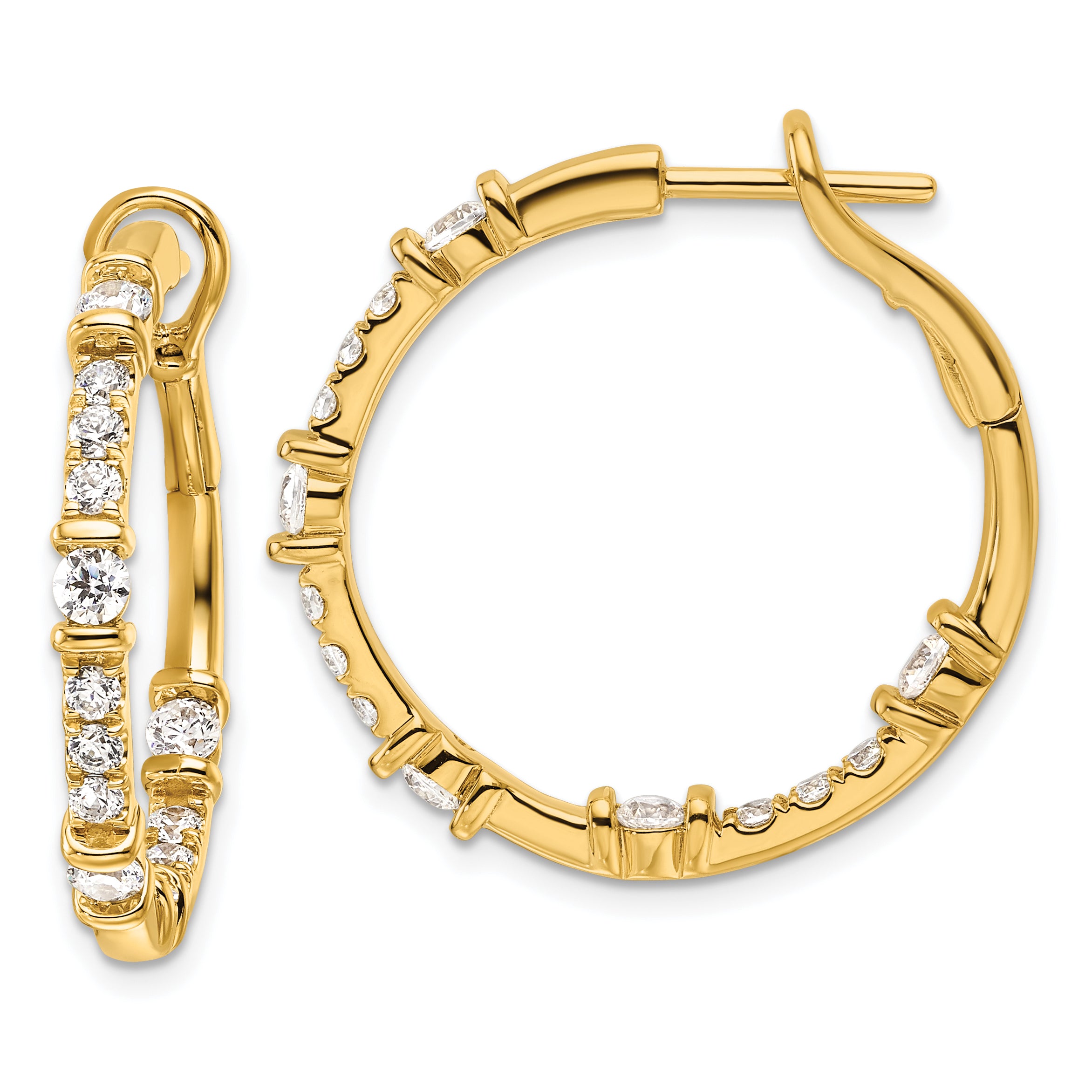 14k 1 1/2 carat Lab Grown Diamond VS/SI+ G+ Complete In and Out Hoop Earrings Main image