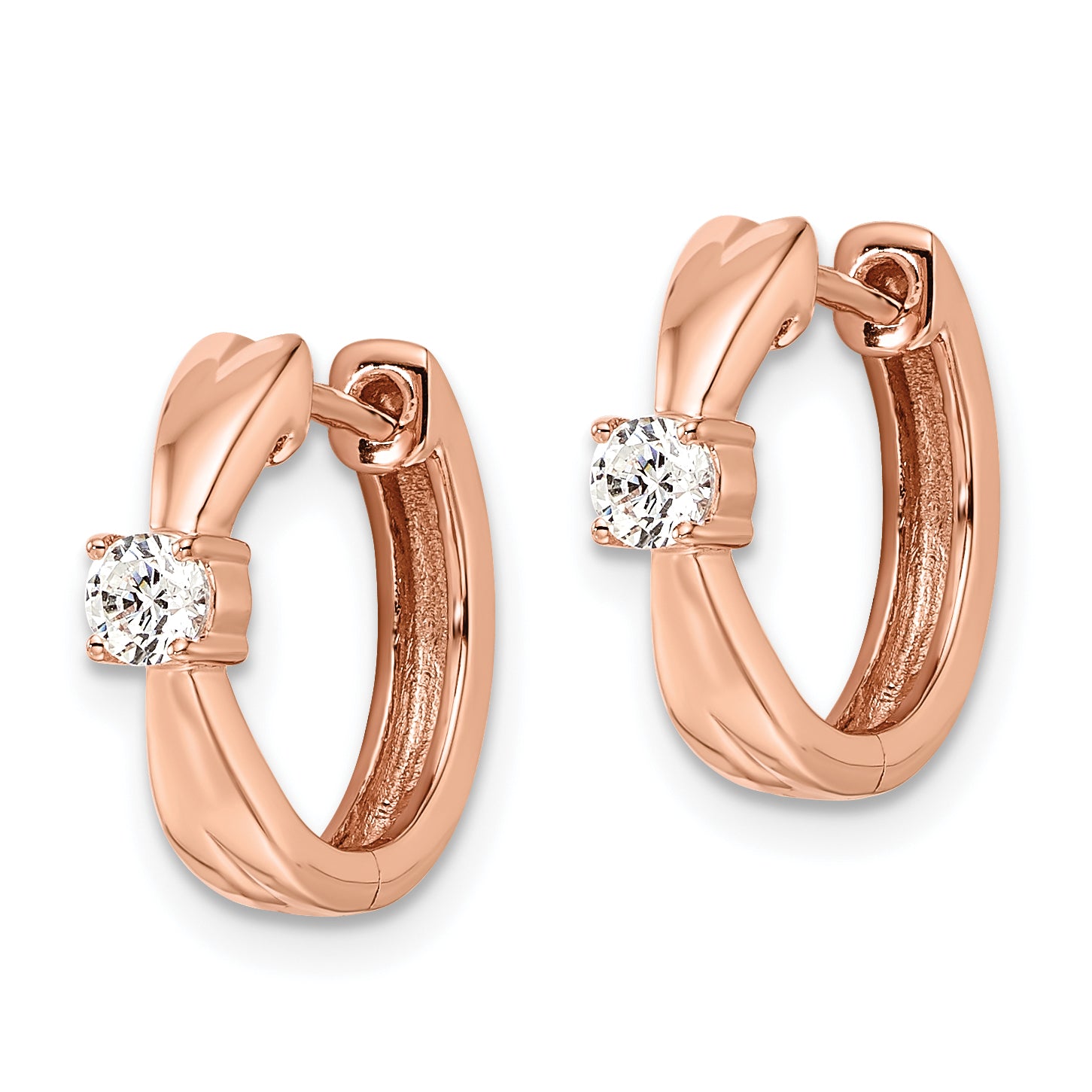 14k Rose Gold 1/5 carat Lab Grown Diamond VS/SI+ G+ Complete Fashion Hinged Hoop Earrings Secondary image