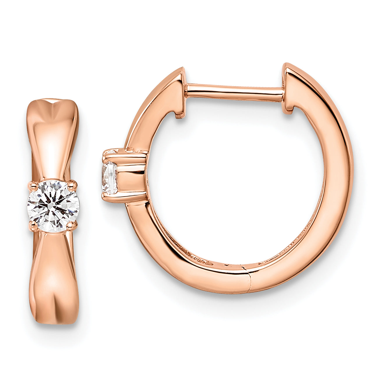 14k Rose Gold 1/5 carat Lab Grown Diamond VS/SI+ G+ Complete Fashion Hinged Hoop Earrings Main image