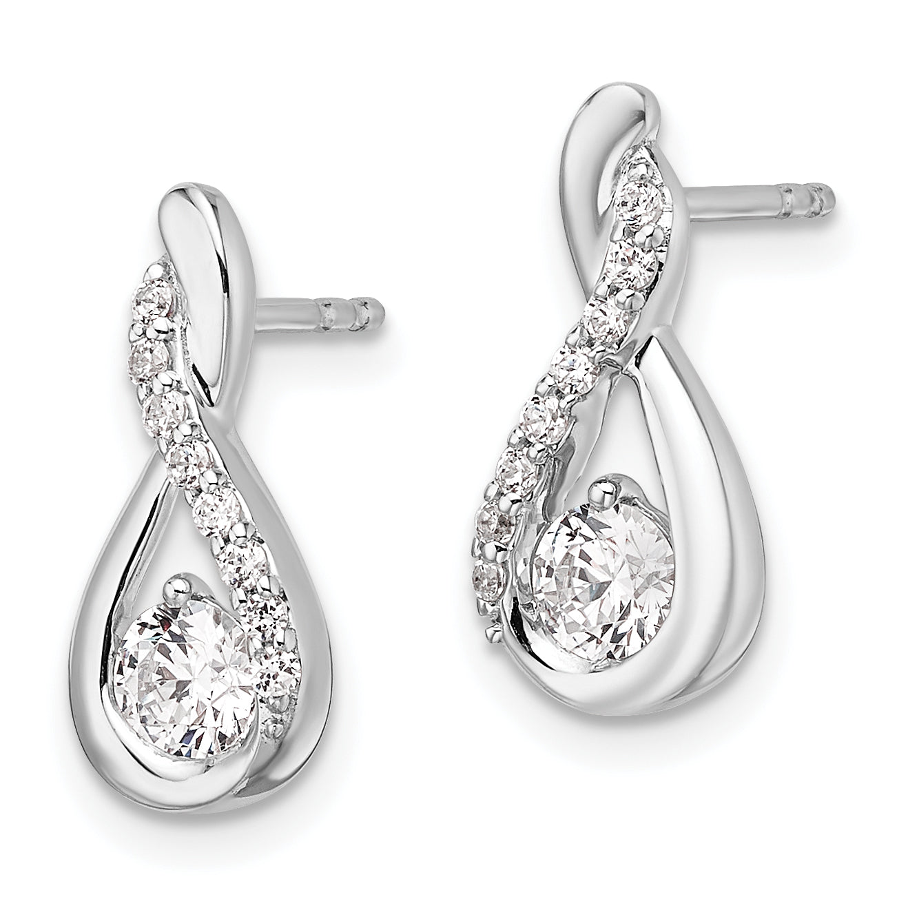 14K White Gold Polished Diamond Complete Tear-drop Post Earrings Secondary image