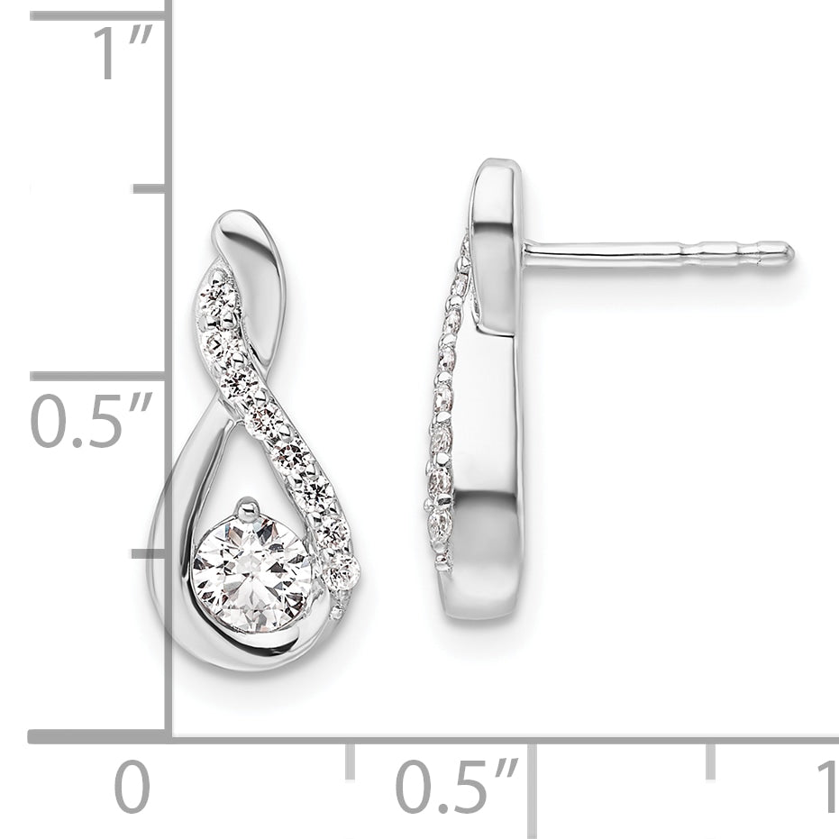 14K White Gold Polished Diamond Complete Tear-drop Post Earrings