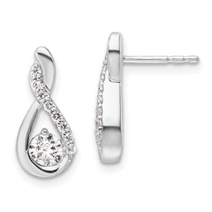14K White Gold Polished Diamond Complete Tear-drop Post Earrings