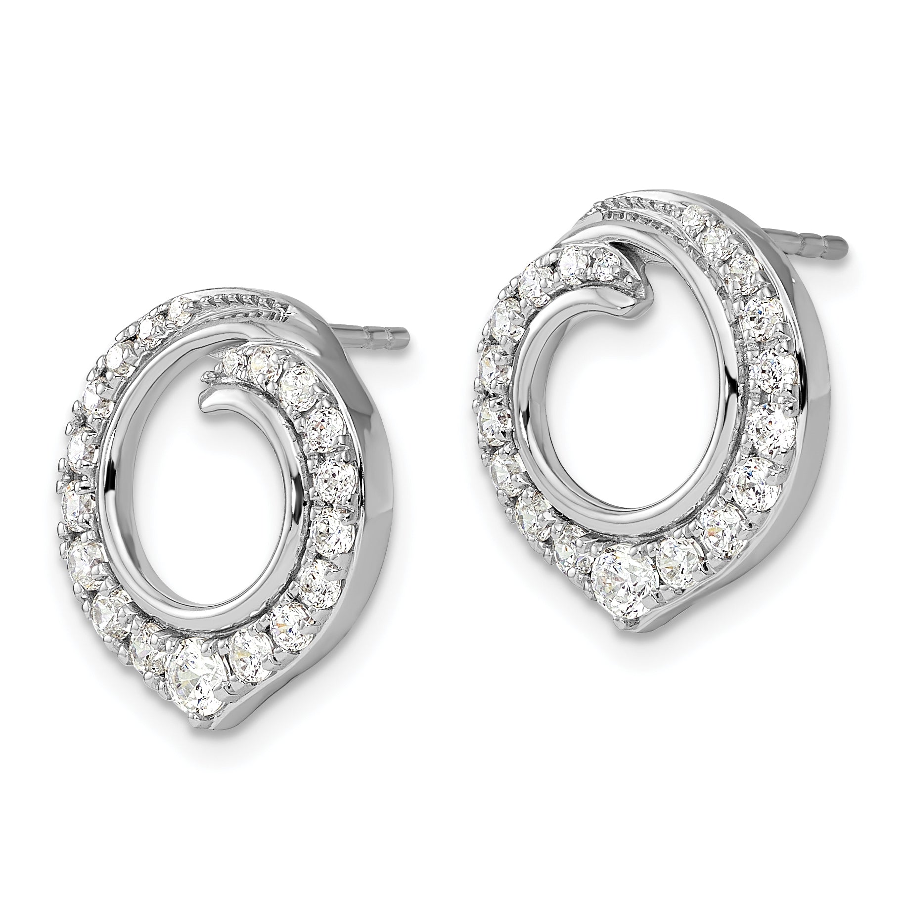 14k White Gold 1 carat Lab Grown Diamond VS/SI+ G+ Circle Post Earrings Secondary image