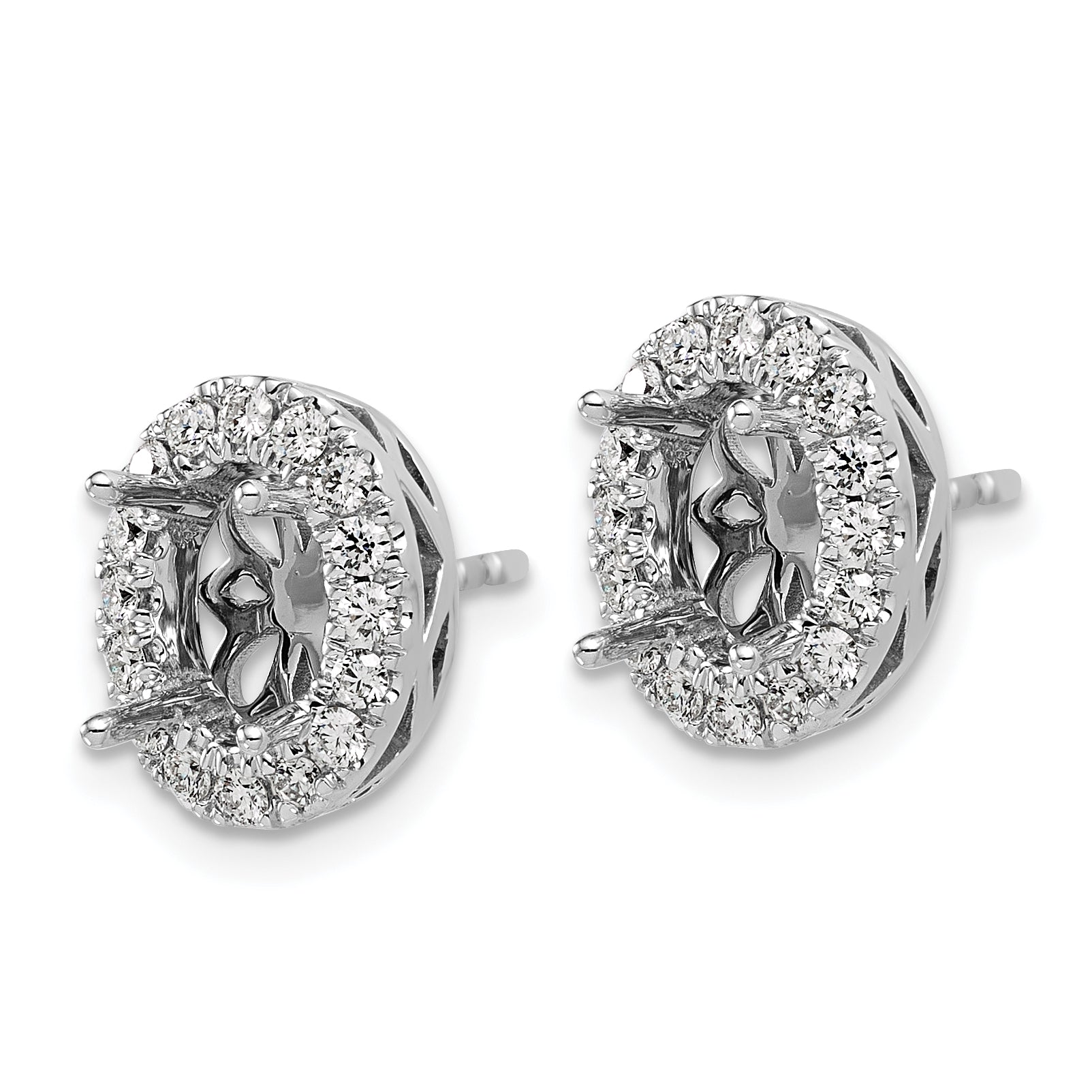 14K White Gold 1/2 ct Lab-Created Diamond VS/SI+ G+ Halo Earrings