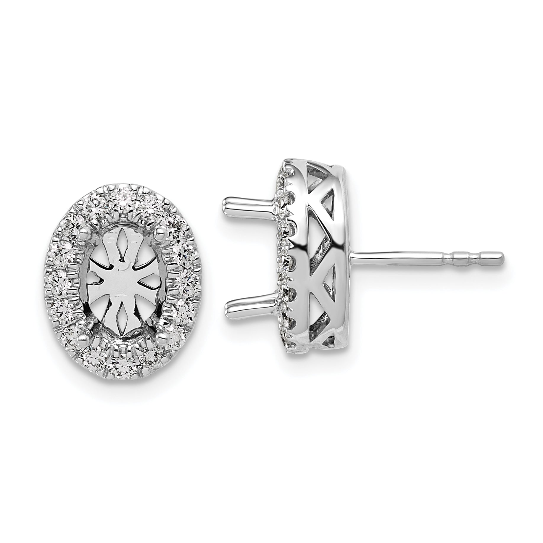 14K White Gold 1/2 ct Lab-Created Diamond VS/SI+ G+ Halo Earrings Main image