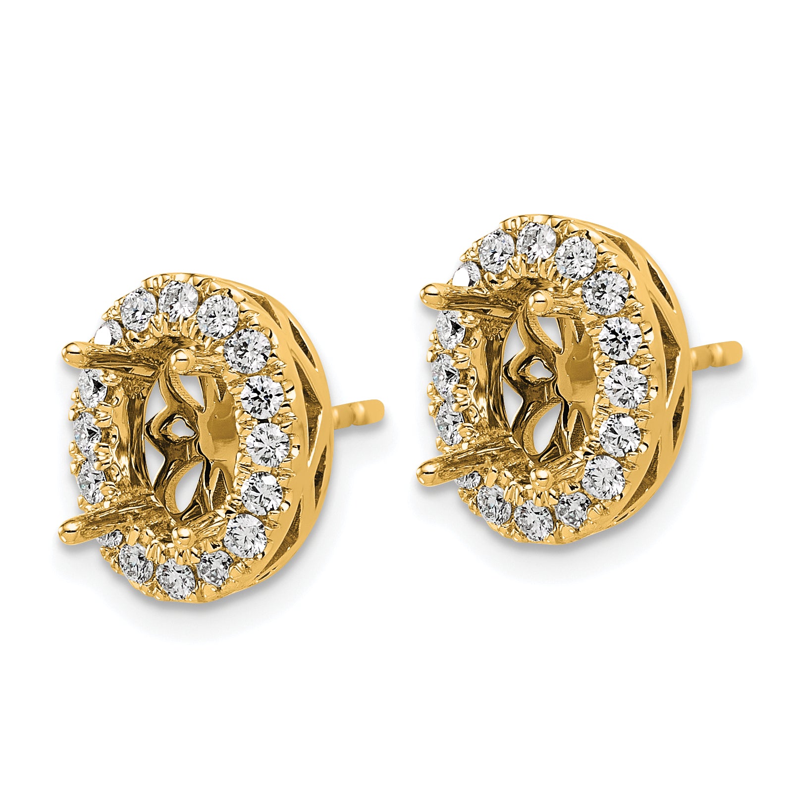 14k 2 1/2 carat Lab Grown Diamond VS/SI+ G+ Oval Complete Halo Post Earrings Secondary image