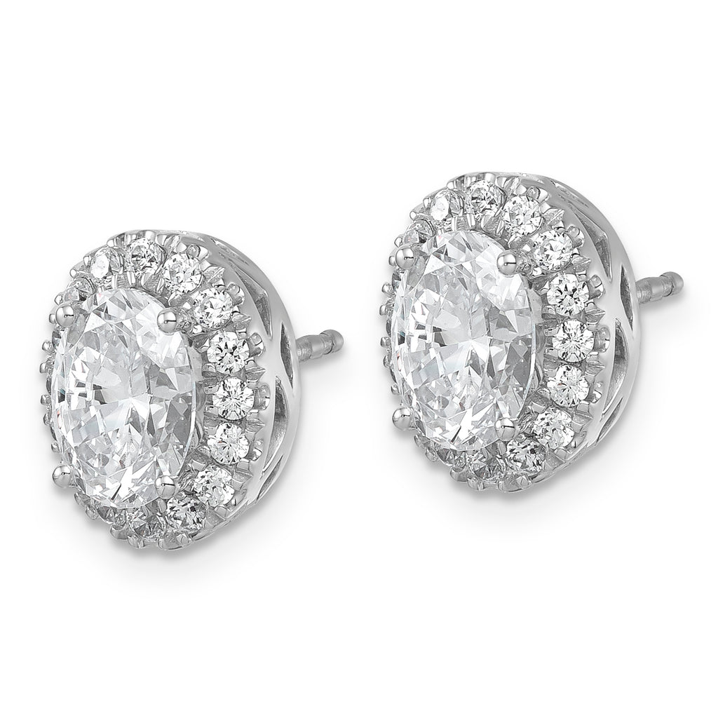 14K White Gold 2 1/2 ct Lab-Created Diamond VS+ F+ Halo Earrings