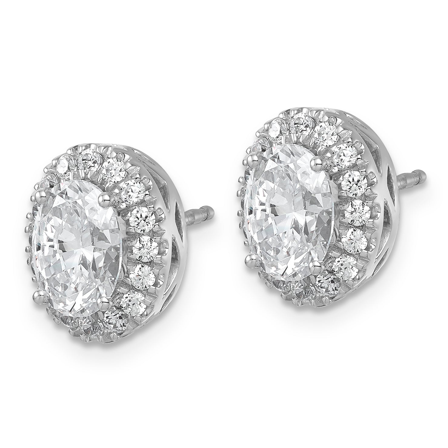 14k White Gold 2 1/2 carat Certified Lab Grown Diamond VS/SI+ G+ Oval Complete Halo Post Earrings