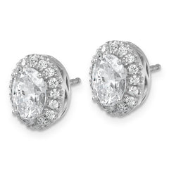 14k White Gold 2 1/2 carat Certified Lab Grown Diamond VS/SI+ G+ Oval Complete Halo Post Earrings