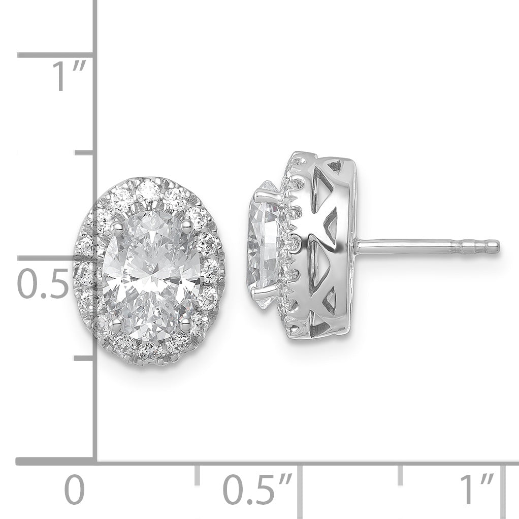 14k White Gold 2 1/2 carat Certified Lab Grown Diamond VS/SI+ G+ Oval Complete Halo Post Earrings