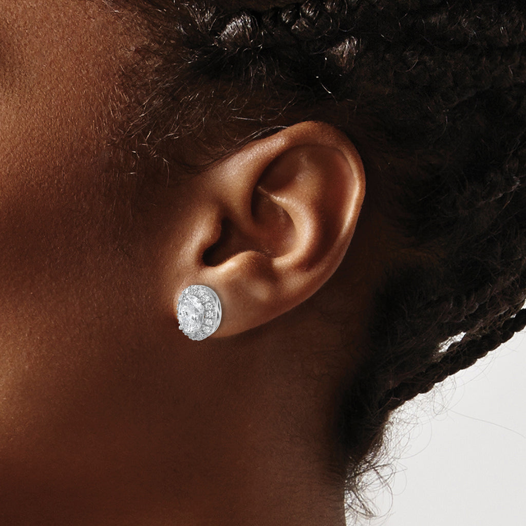 14K White Gold 2 1/2 ct Lab-Created Diamond VS+ F+ Halo Earrings