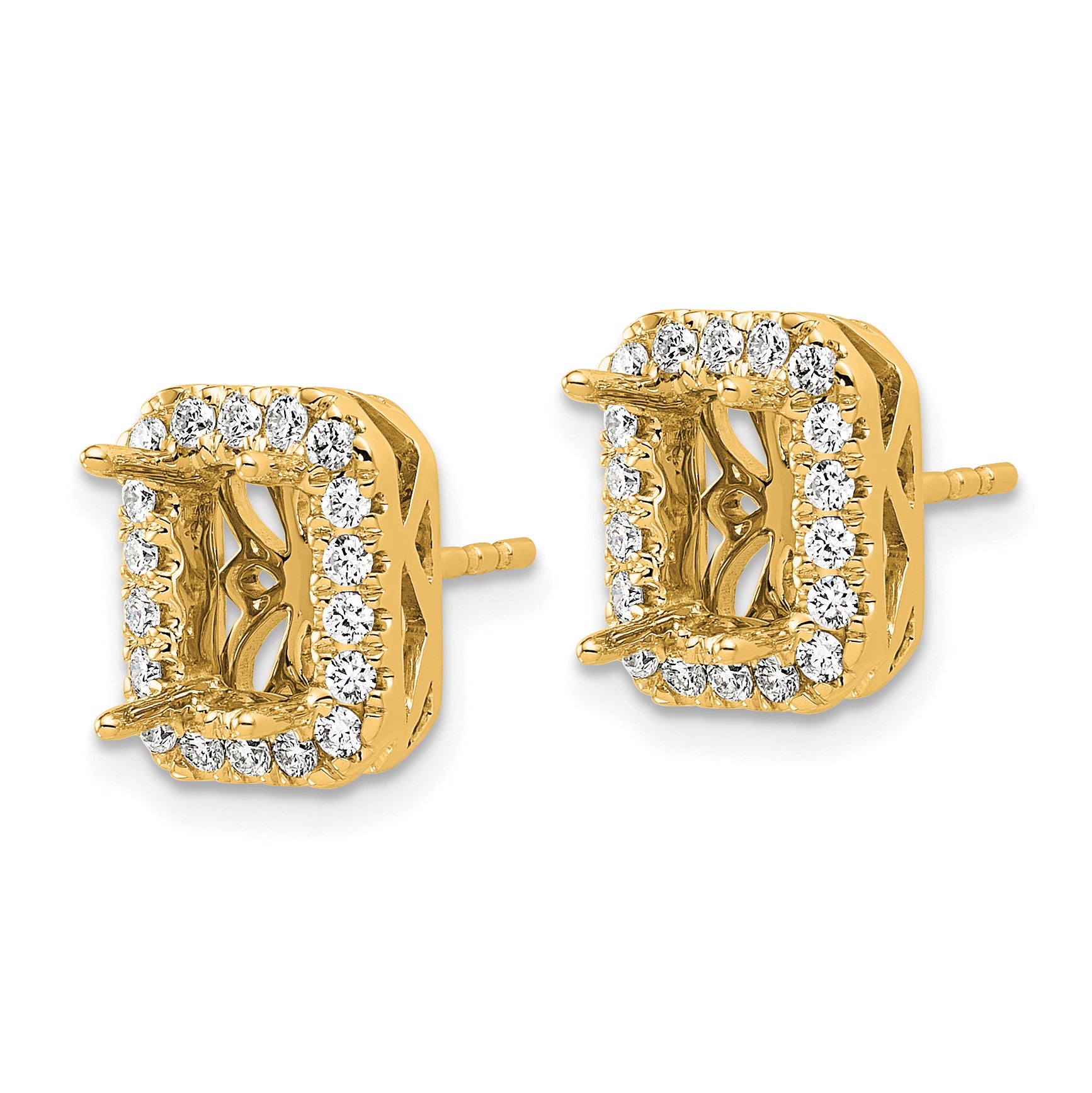 14k Lab Grown VS+ F+ Diamond Radiant Shape Halo Complete Earrings