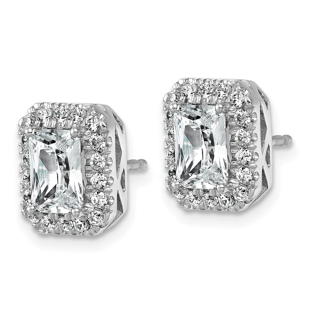 14K White Gold 1/2 ct Lab-Created Diamond VS/SI+ G+ Halo Earrings