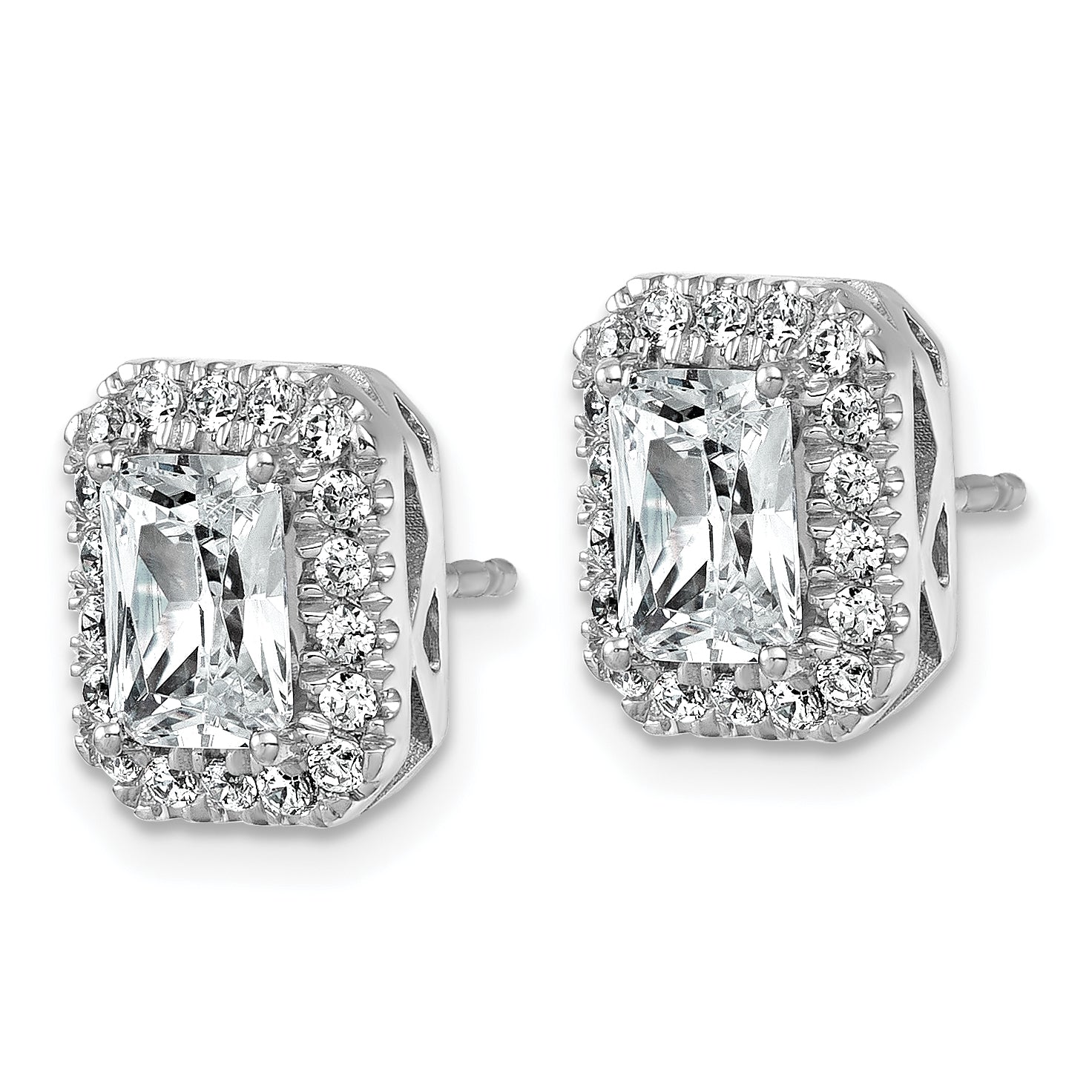 14kw Certified 1ct Radiant Lab Grown VS/SI FGH Dia Halo Complete Earrings