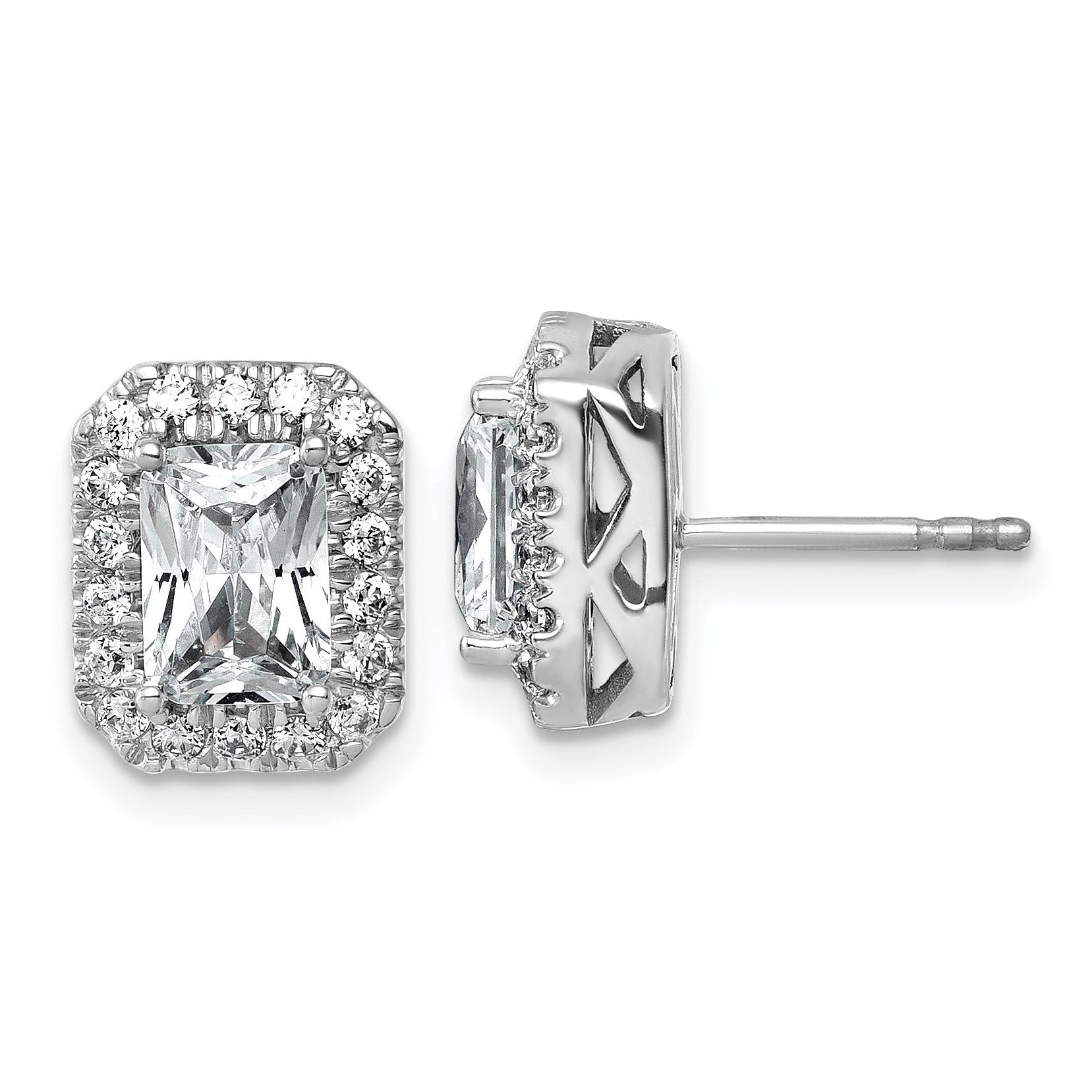 14K White Gold 2 1/2 ct Lab-Created Diamond VS+ F+ Halo Earrings