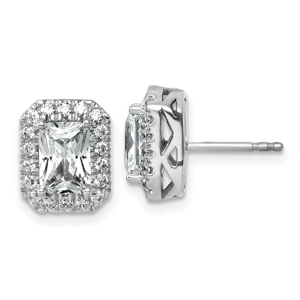 14kw Certified 1ct Radiant Lab Grown VS/SI FGH Dia Halo Complete Earrings