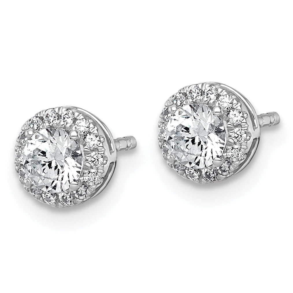 14k White Gold 5/8 carat Lab Grown Diamond VS+ F+ Round Complete Halo Post Earrings